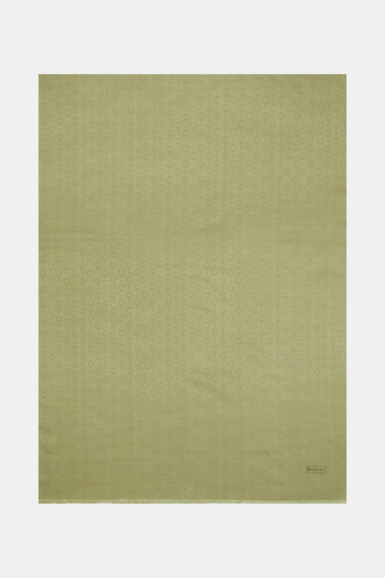 Vakko Pamuk İpek Monogram Şal 41302-Haki