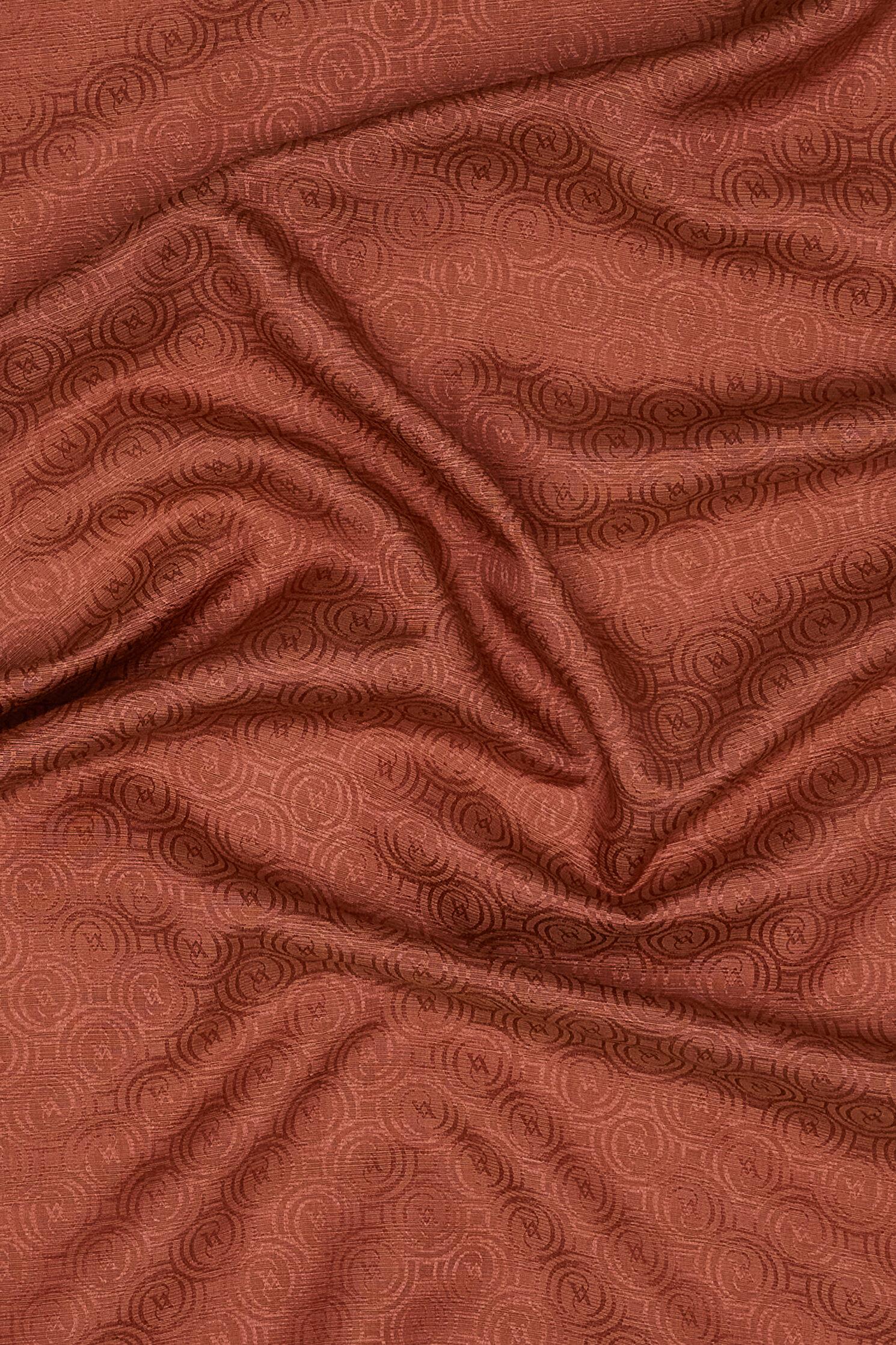Vakko Pamuk İpek Monogram Şal 41302-Kızıl Kahve