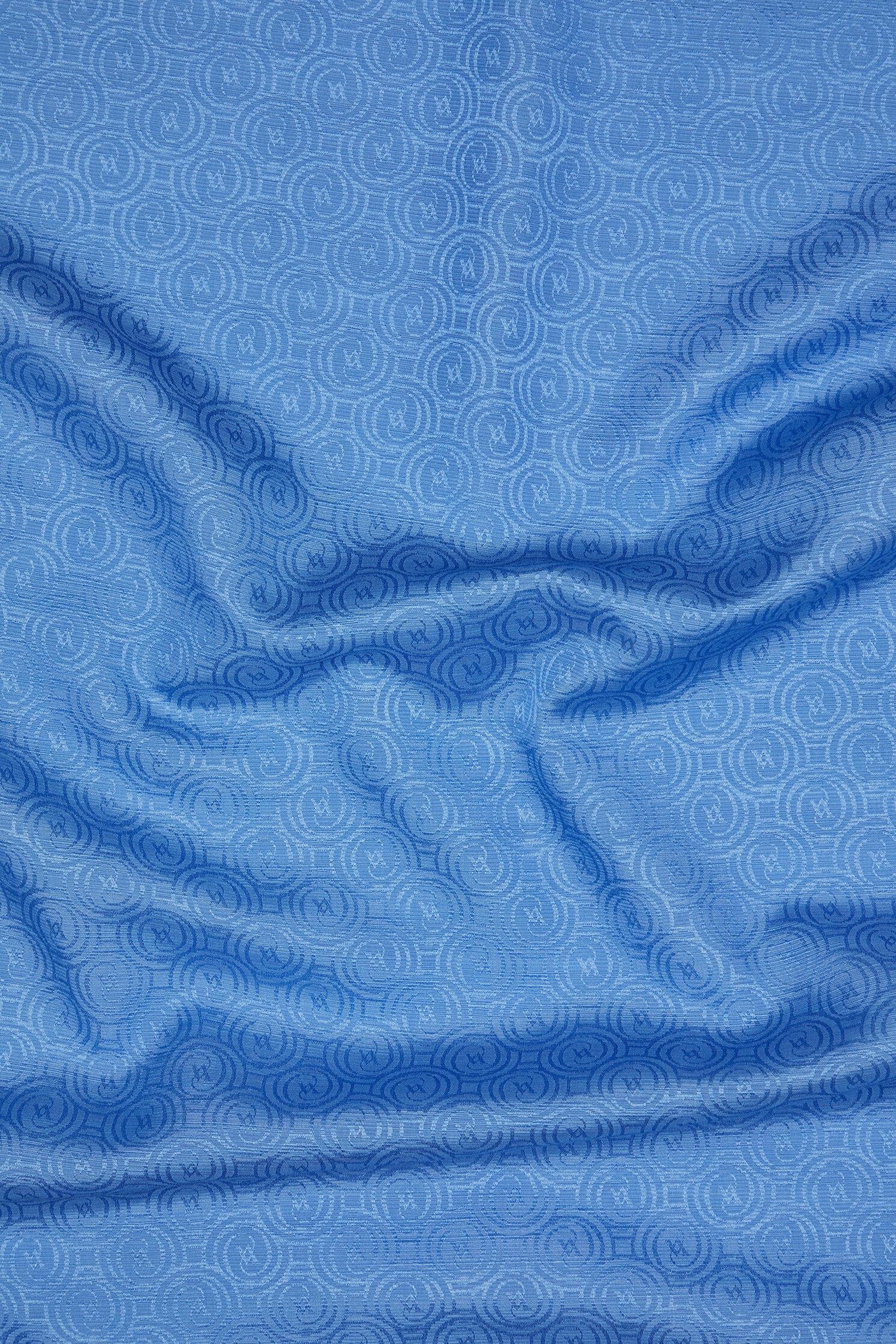 Vakko Pamuk İpek Monogram Şal 41302-Mavi