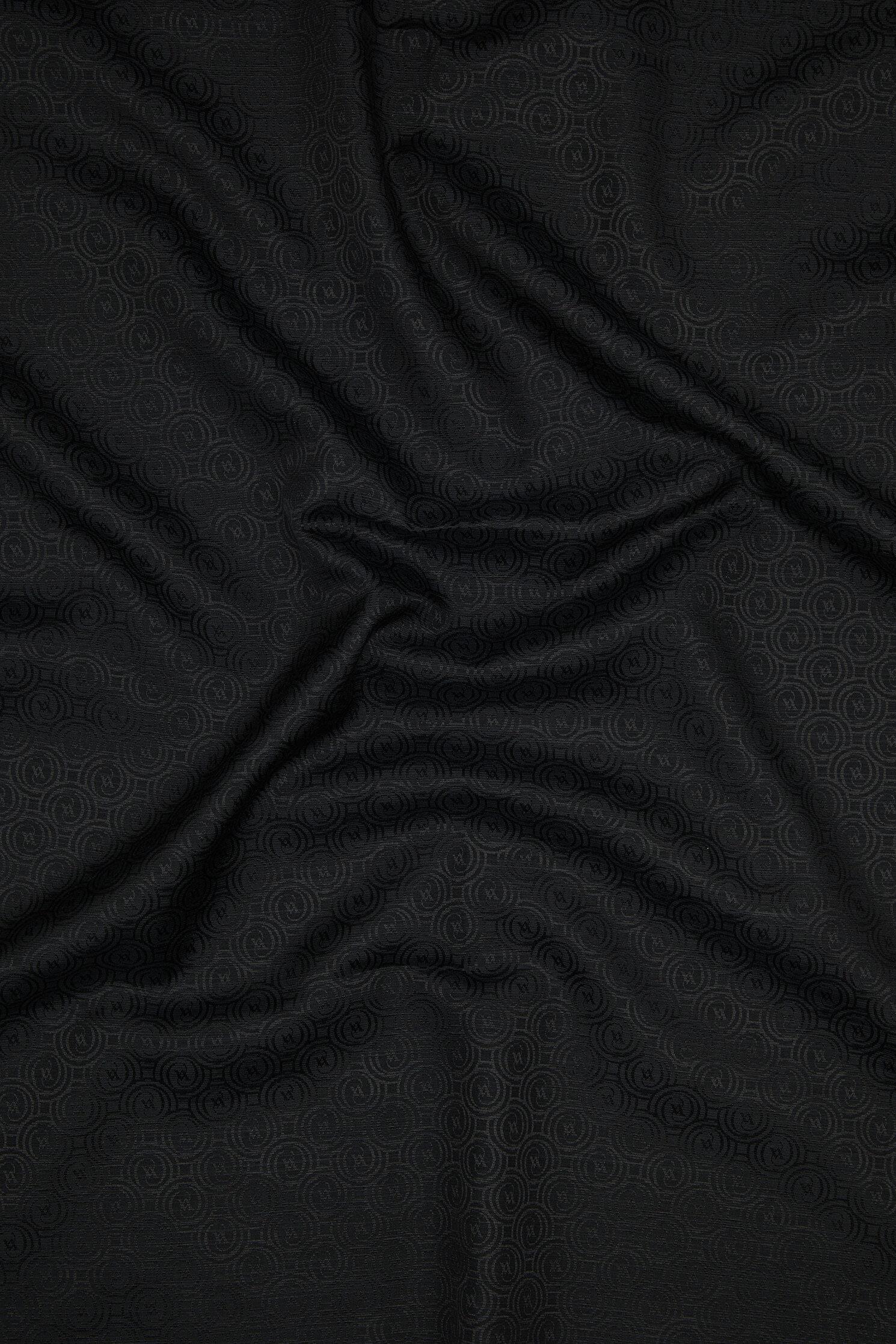 Vakko Pamuk İpek Monogram Şal 41302-Siyah