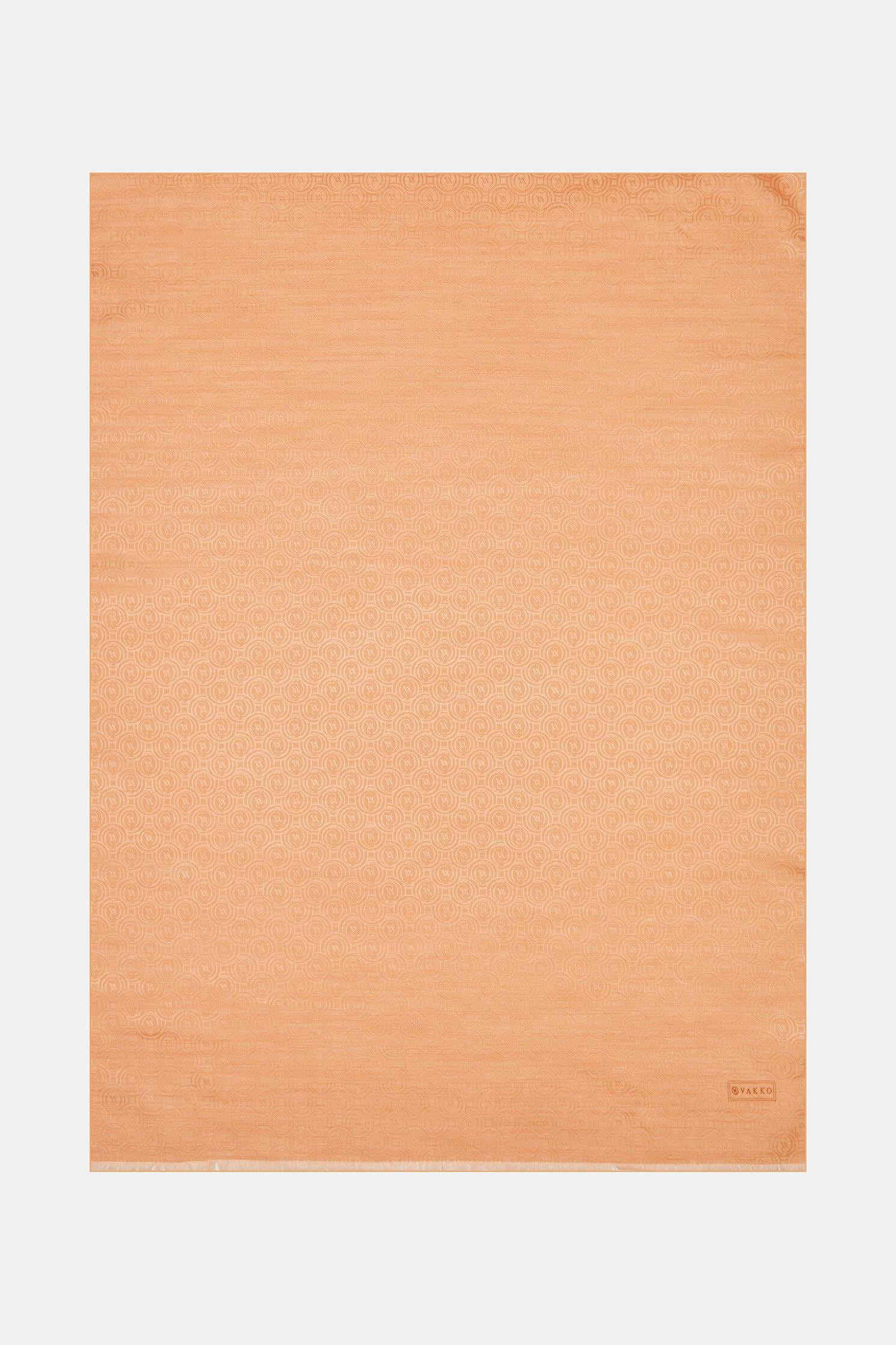 Vakko Pamuk İpek Monogram Şal 41302-Somon