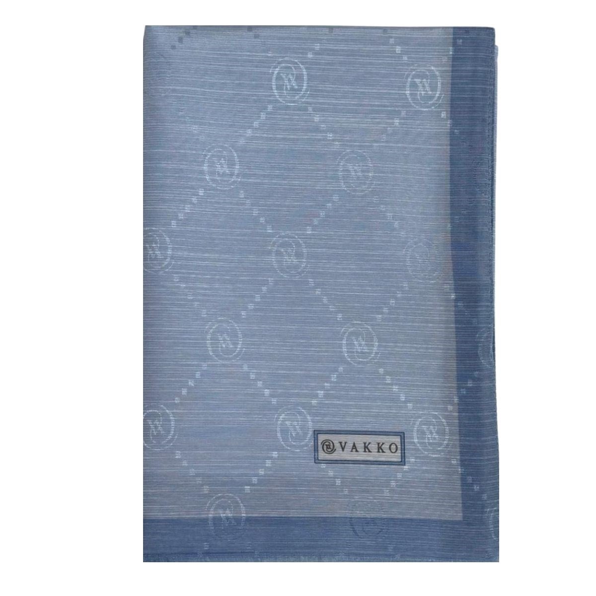 Vakko Pamuk İpek Monogram Şal 42140-Açık Mavi
