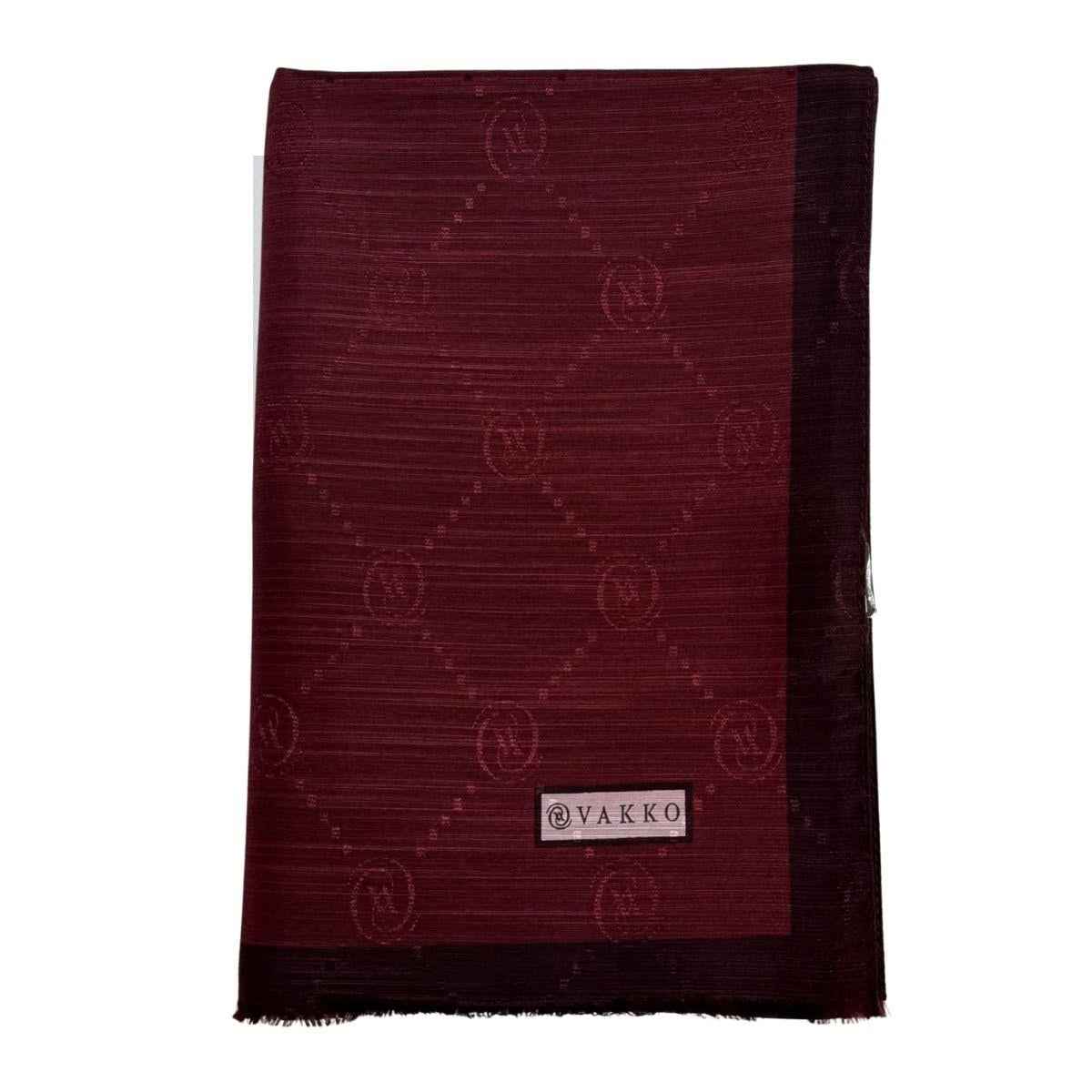 Vakko Pamuk İpek Monogram Şal 42140-bordo