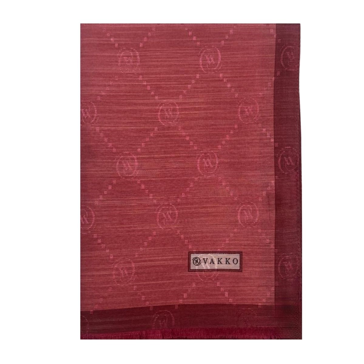 Vakko Pamuk İpek Monogram Şal 42140-Gül Kurusu