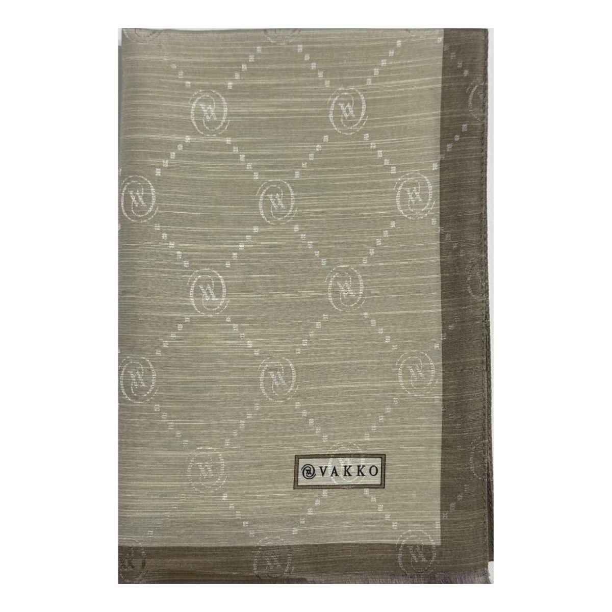 Vakko Pamuk İpek Monogram Şal 42140-Kum