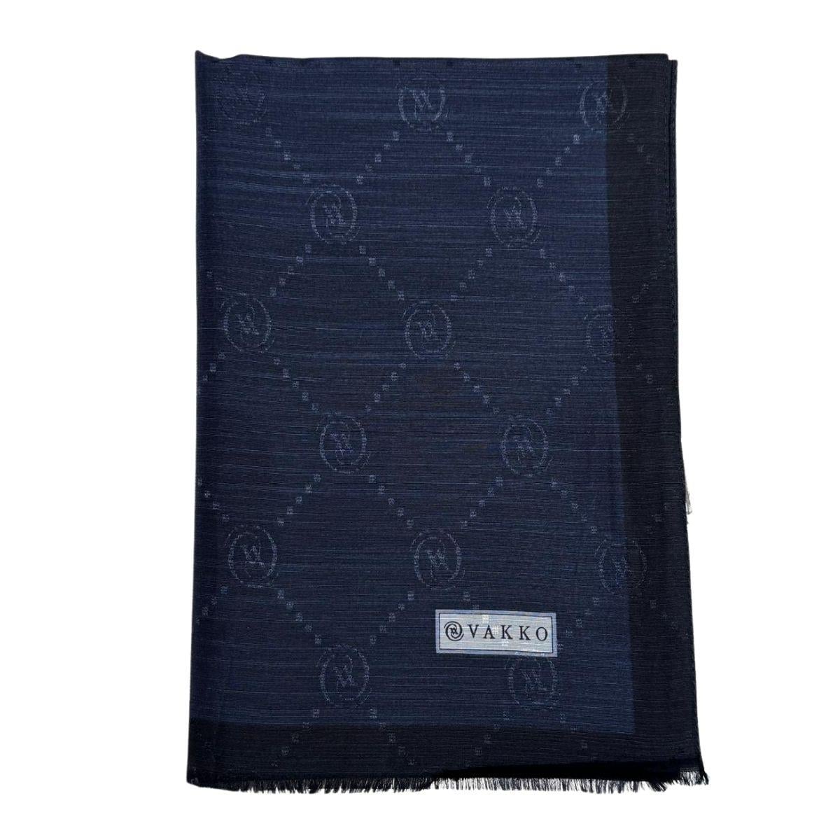 Vakko Pamuk İpek Monogram Şal 42140-lacivert