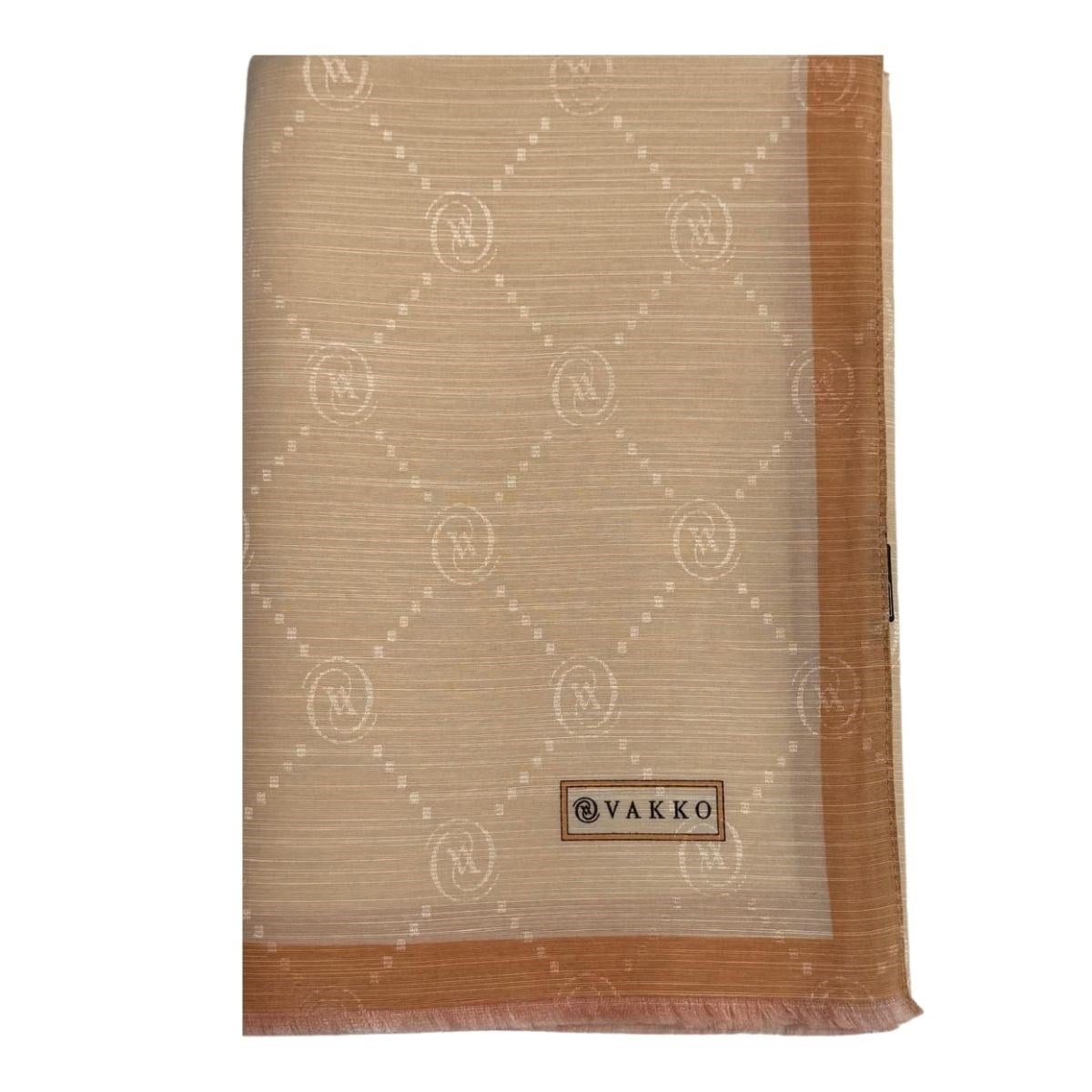 Vakko Pamuk İpek Monogram Şal 42140-NATUREL