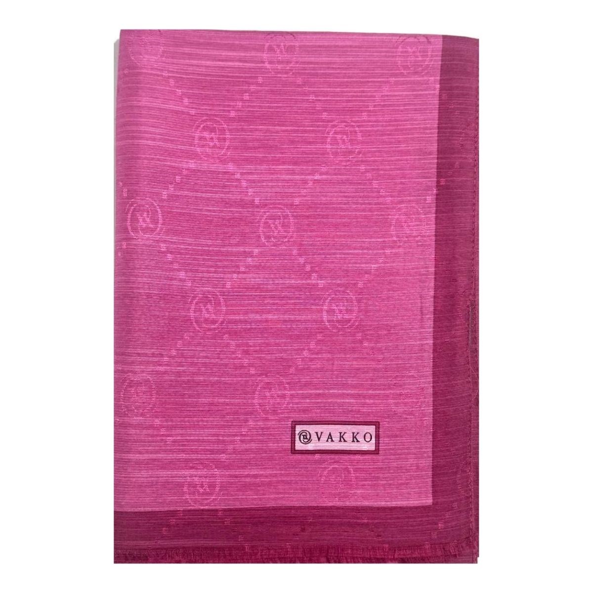 Vakko Pamuk İpek Monogram Şal 42140-Pembe