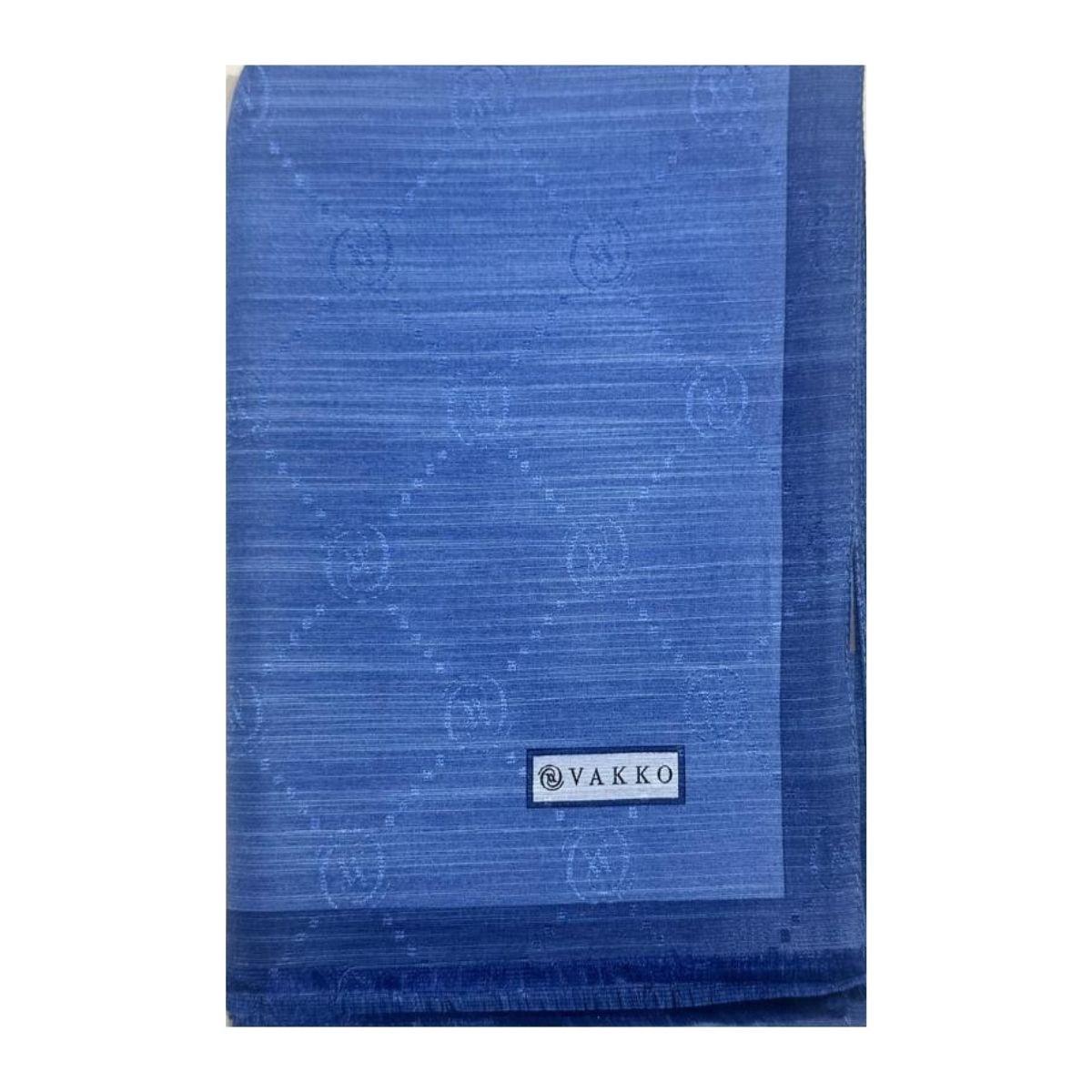 Vakko Pamuk İpek Monogram Şal 42140-Royal Mavi