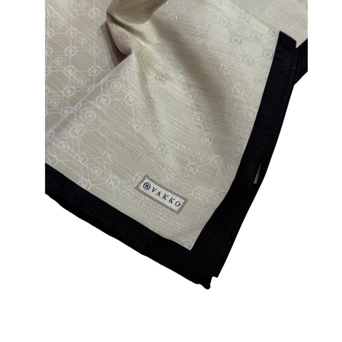 Vakko Pamuk İpek Monogram Şal 44225-Açık Kum Koyu Kahve