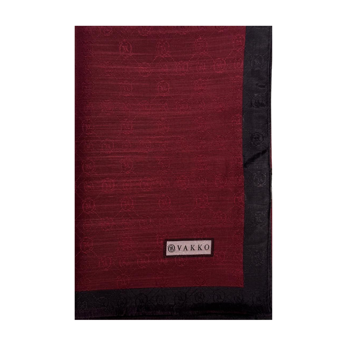Vakko Pamuk İpek Monogram Şal 44225-Bordo Antrasit