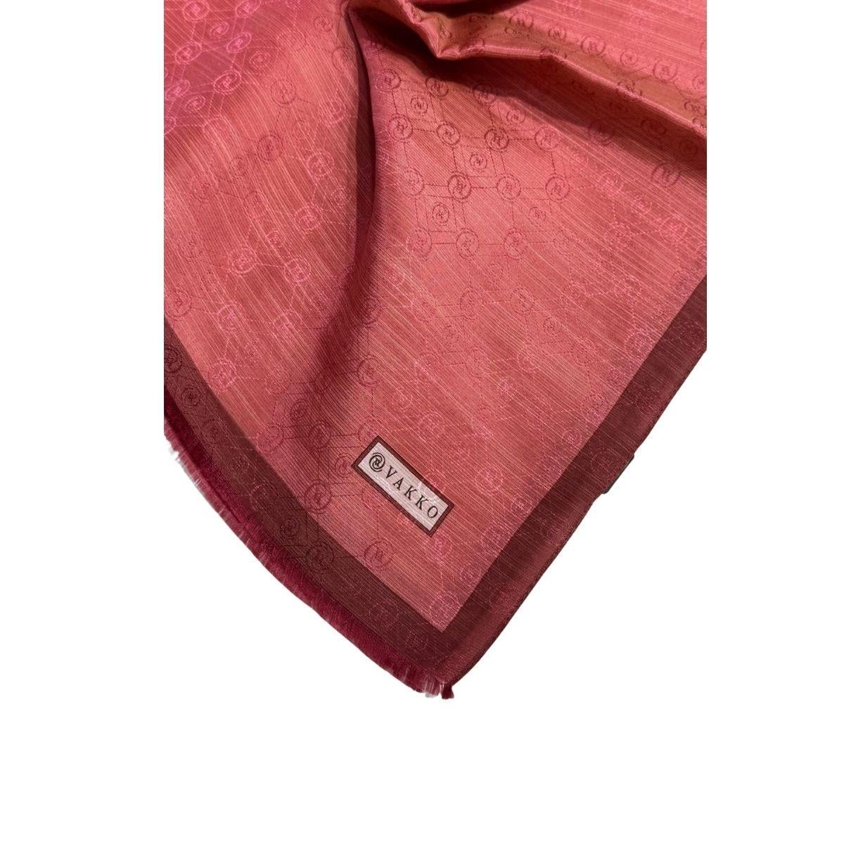 Vakko Pamuk İpek Monogram Şal 44225-Gül Kurusu