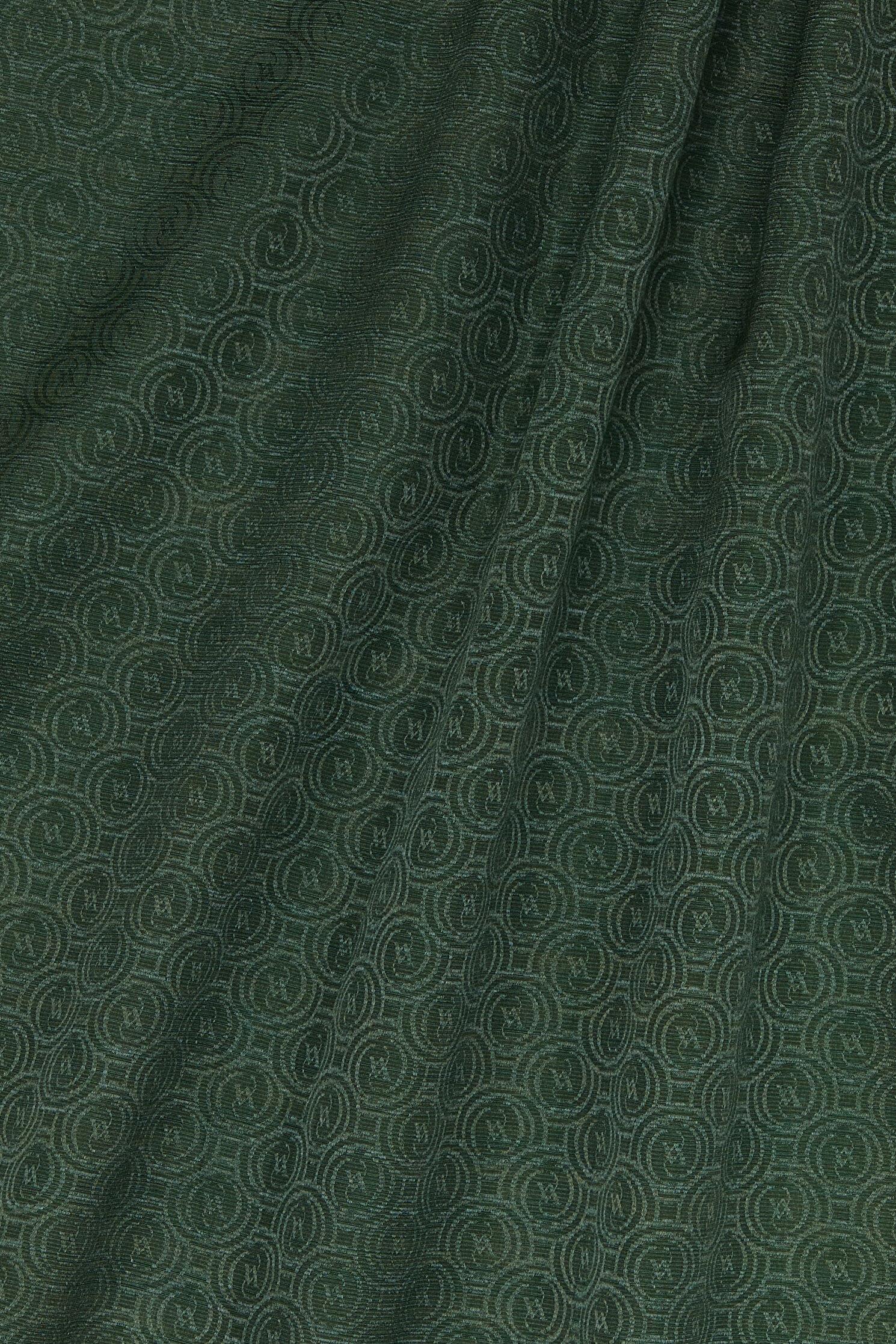 Vakko  Pamuk İpek Şeritli Monogram Şal 41728-Zümrüt Yeşili