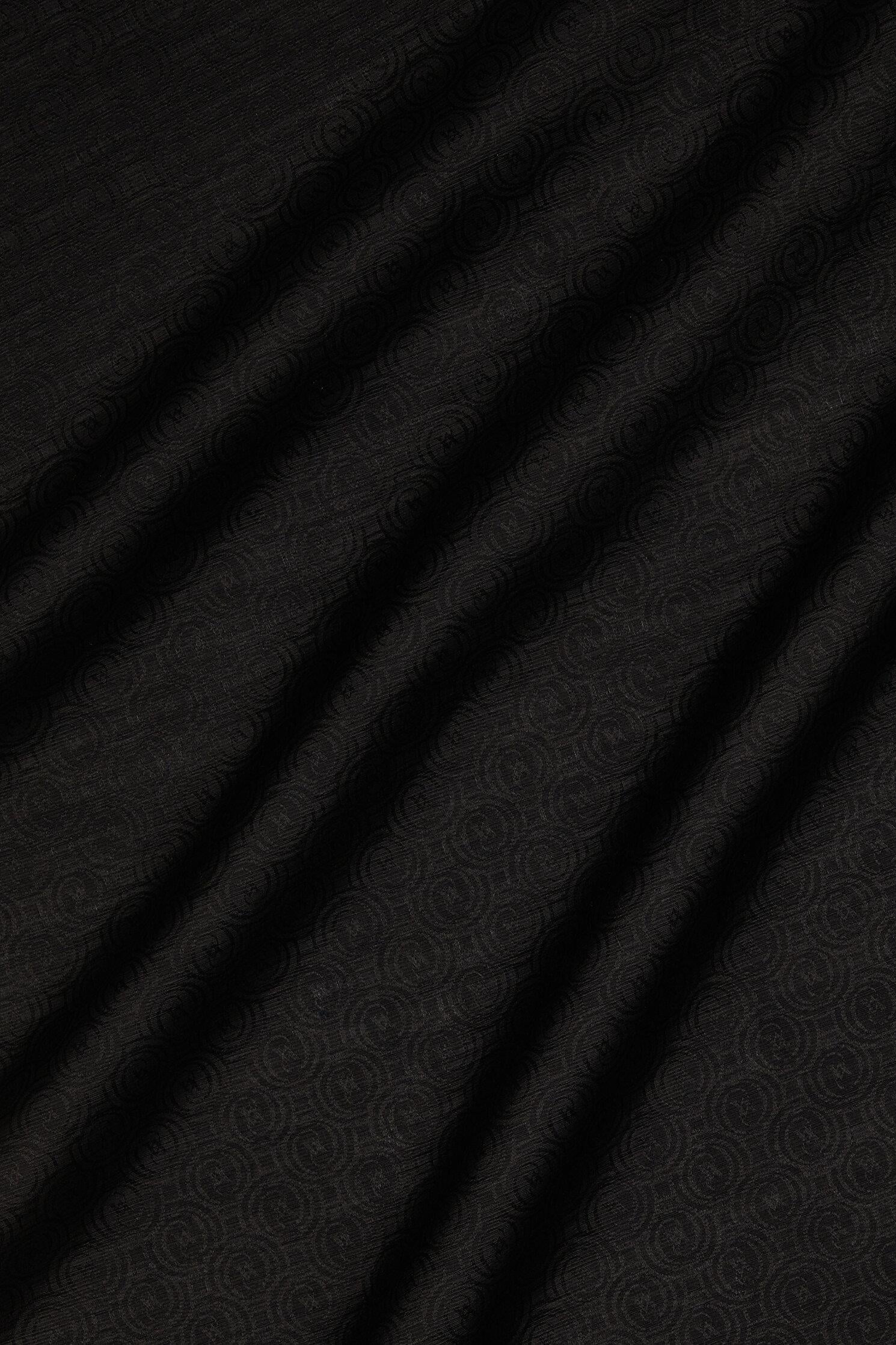 Vakko  Pamuk İpek Şeritli Monogram Şal 41728-Siyah Ekru