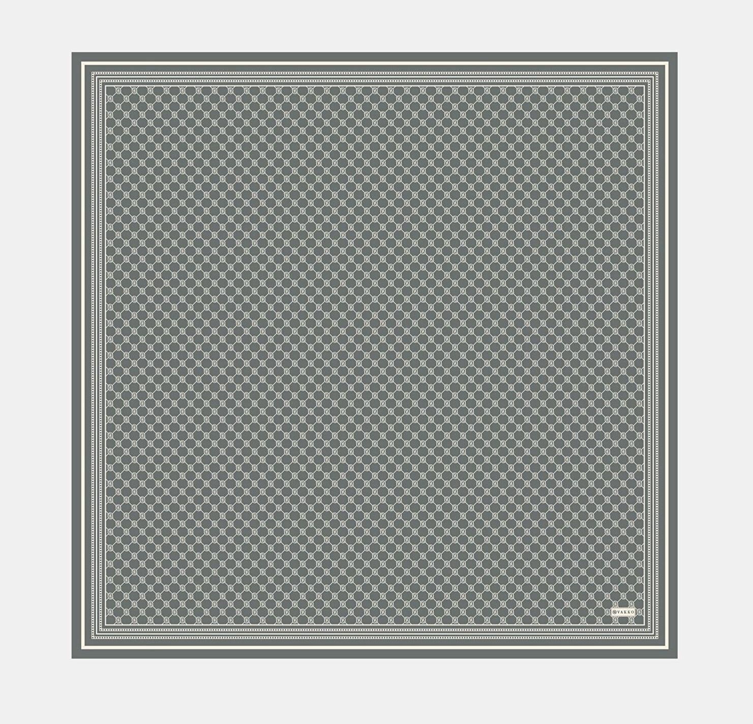 Vakko Tivil İpek Monogram Eşarp 37144-Gri Ekru