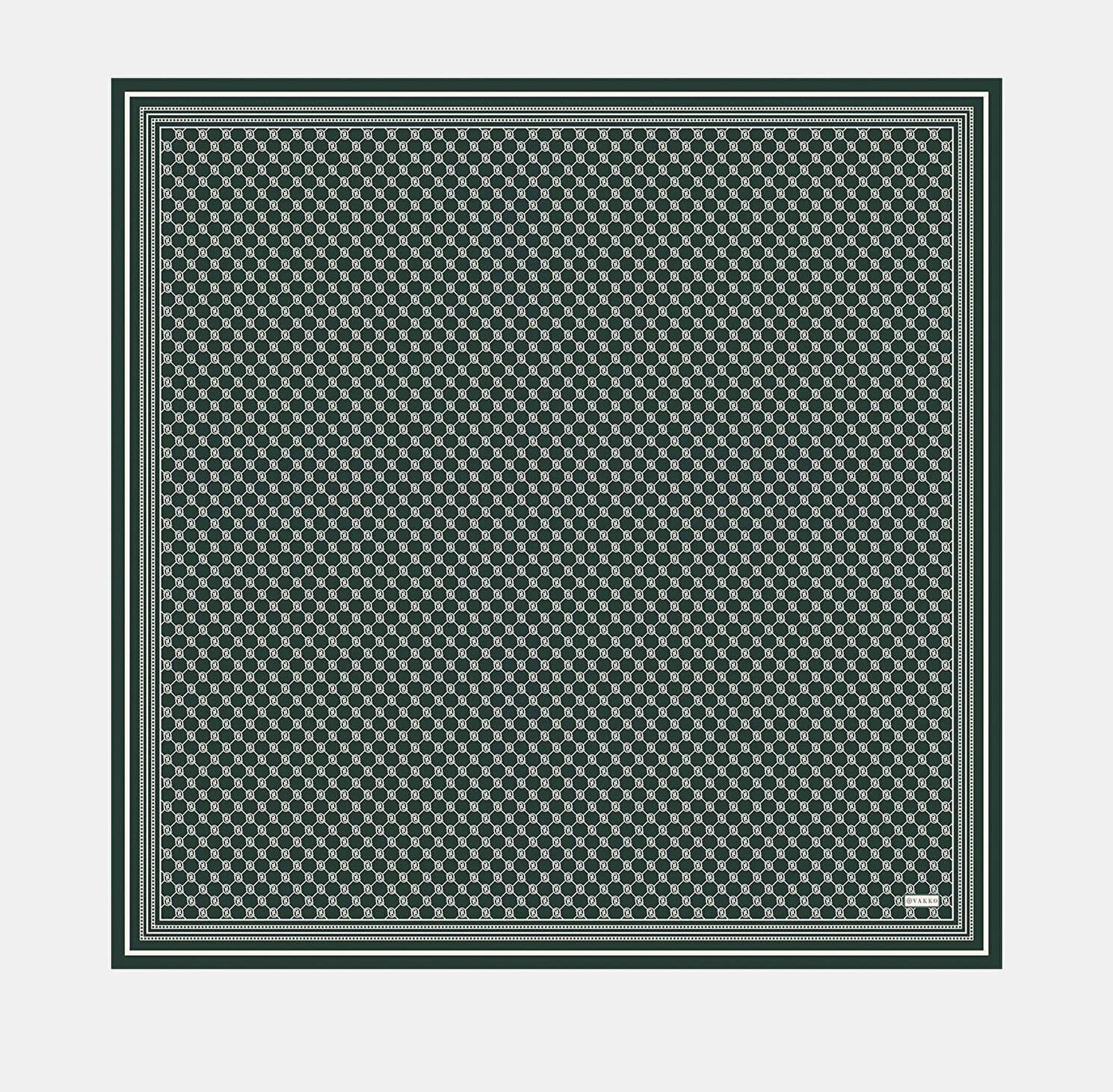 Vakko Tivil İpek Monogram Eşarp 37144-Nefti