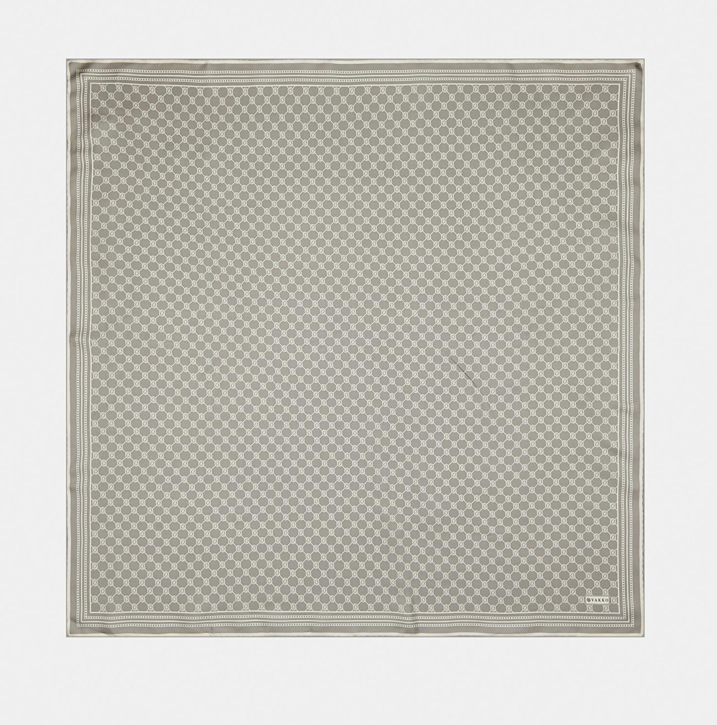 Vakko Tivil İpek Monogram Eşarp 37144-Kum Ekru