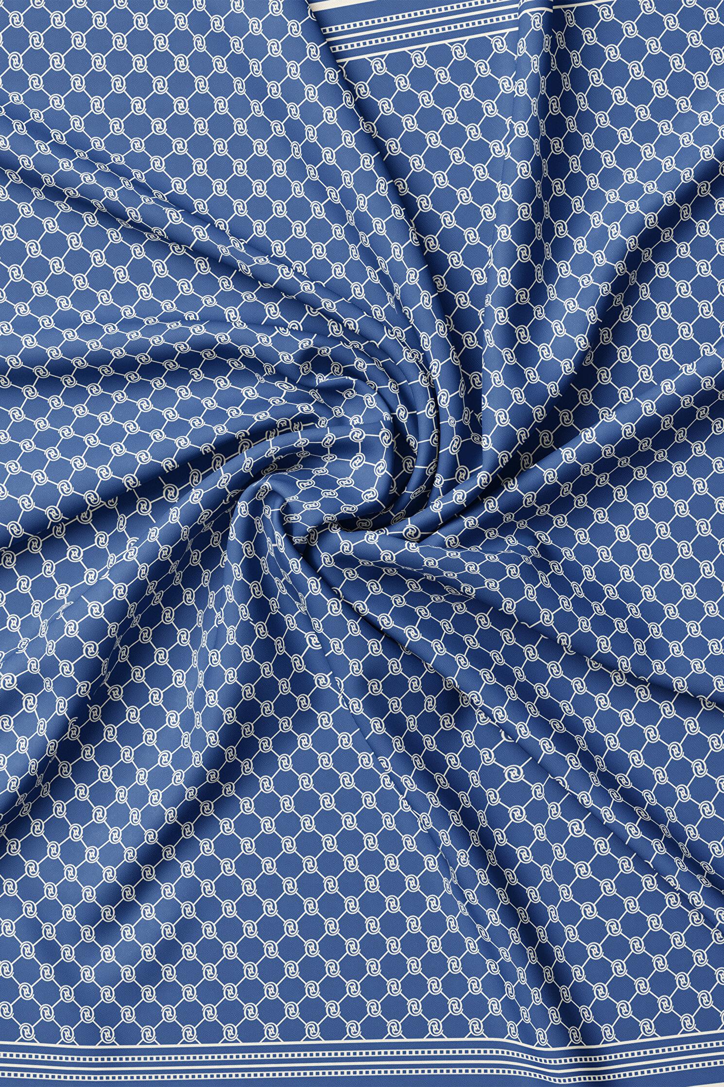 Vakko Tivil İpek Monogram Eşarp 37144-Petrol