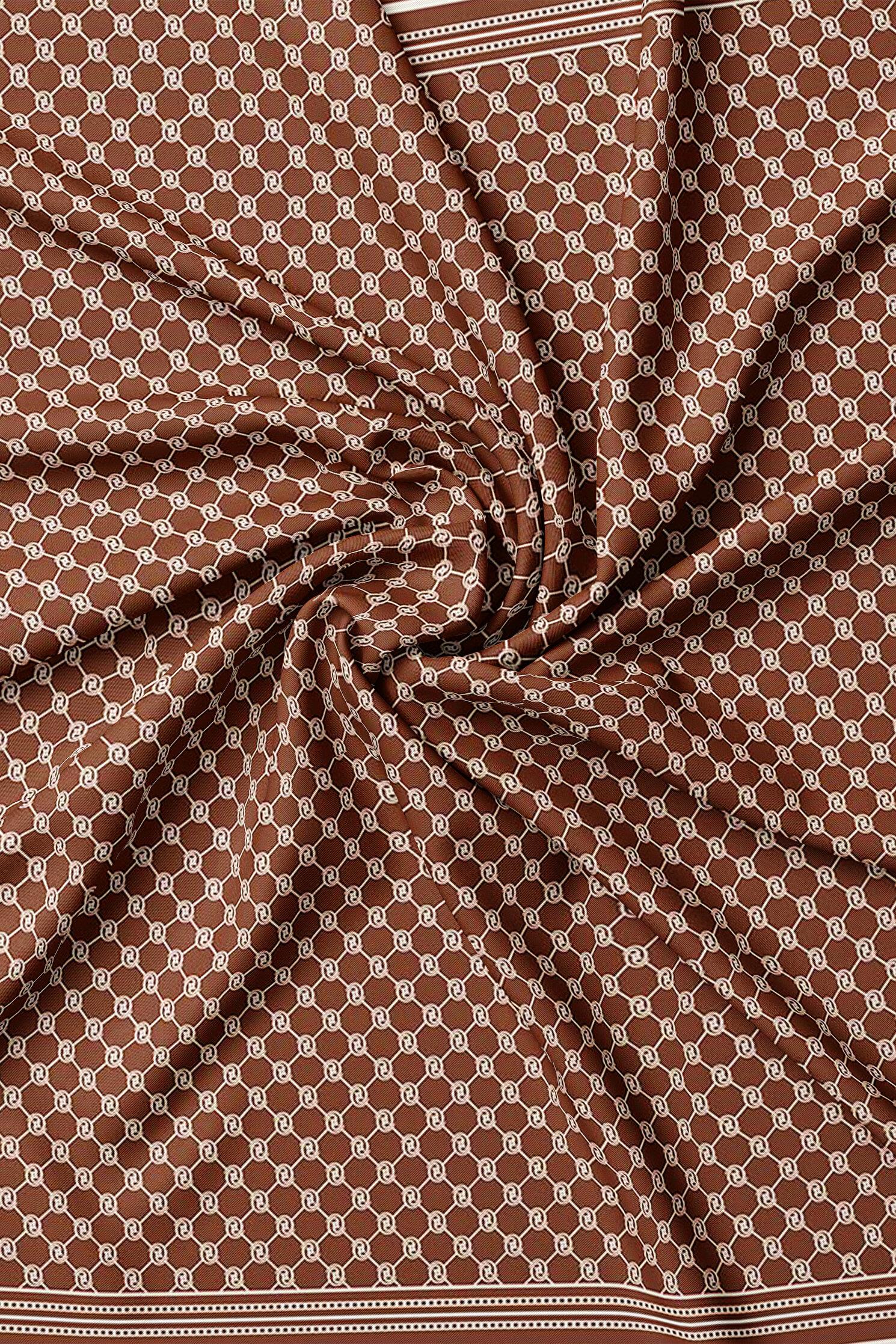 Vakko Tivil İpek Monogram Eşarp 37144-Bakır
