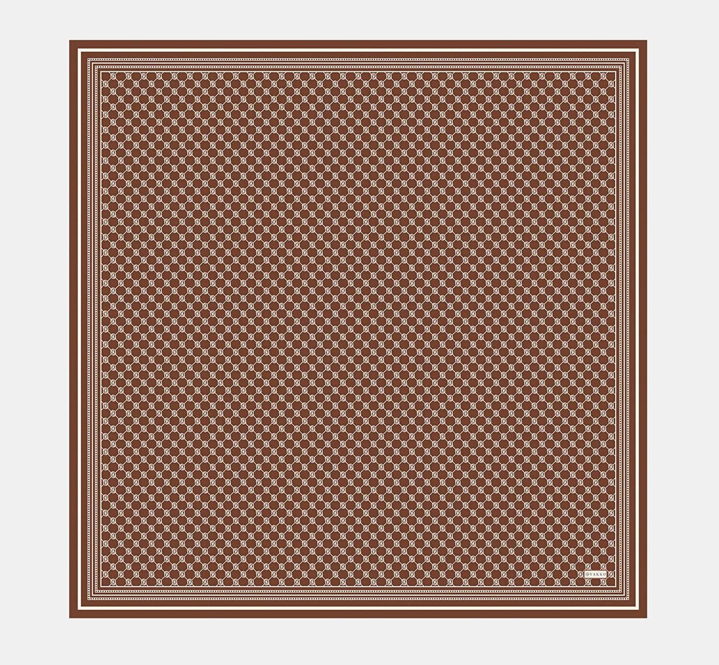 Vakko Tivil İpek Monogram Eşarp 37144-Bakır