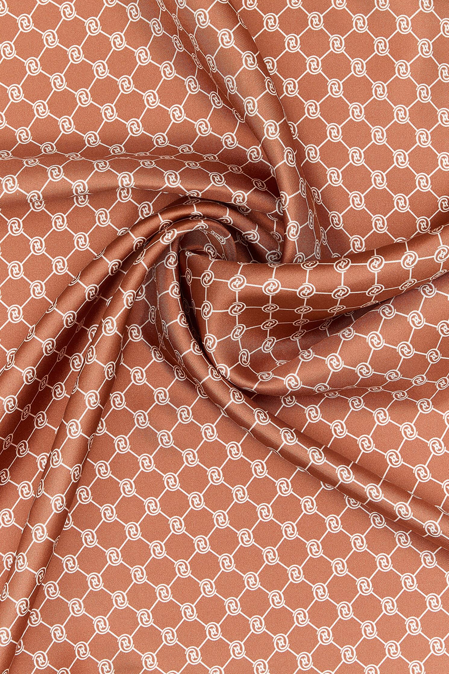 Vakko Tivil İpek Monogram Şal 37307-Bakır