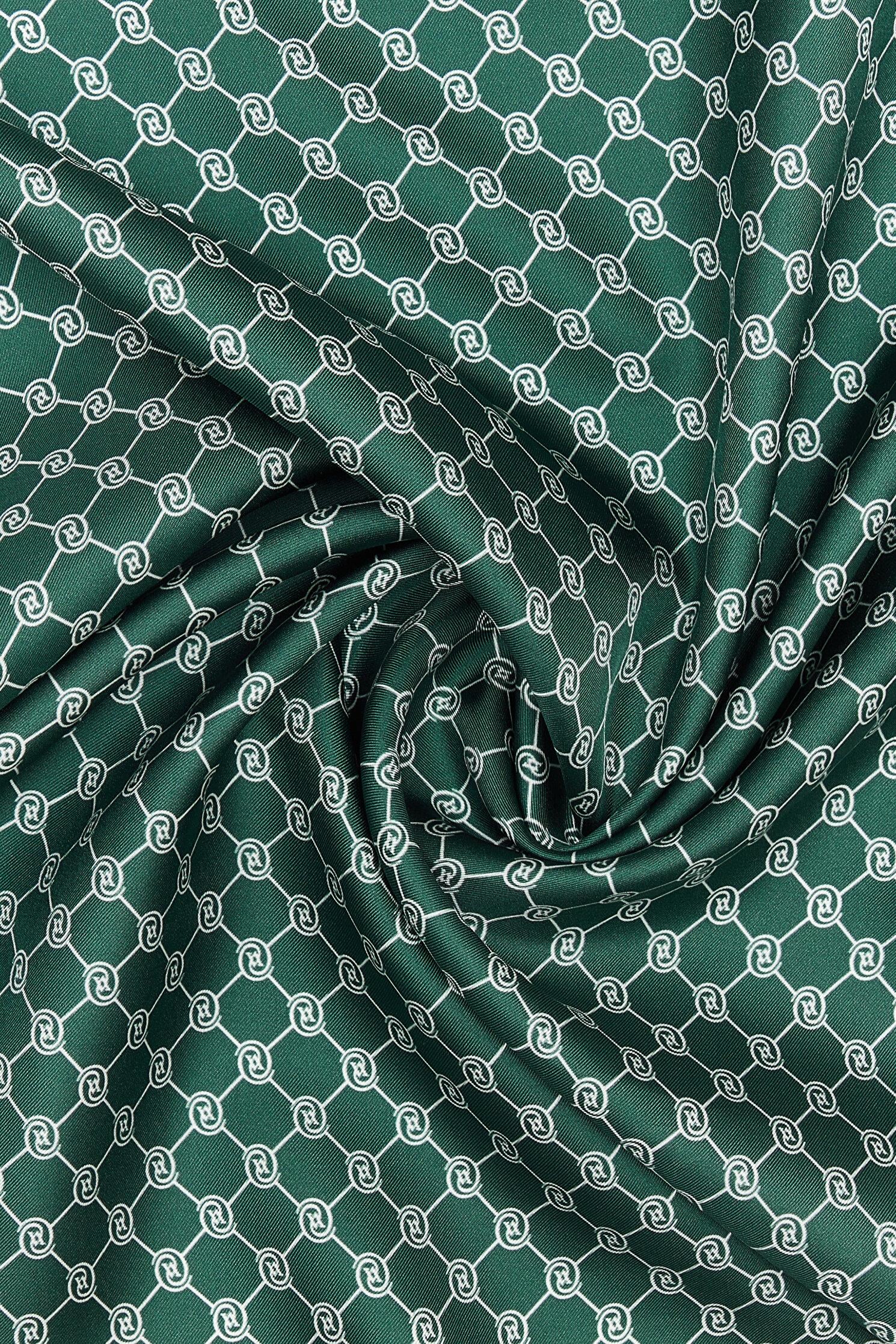 Vakko Tivil İpek Monogram Şal 37307-Nefti