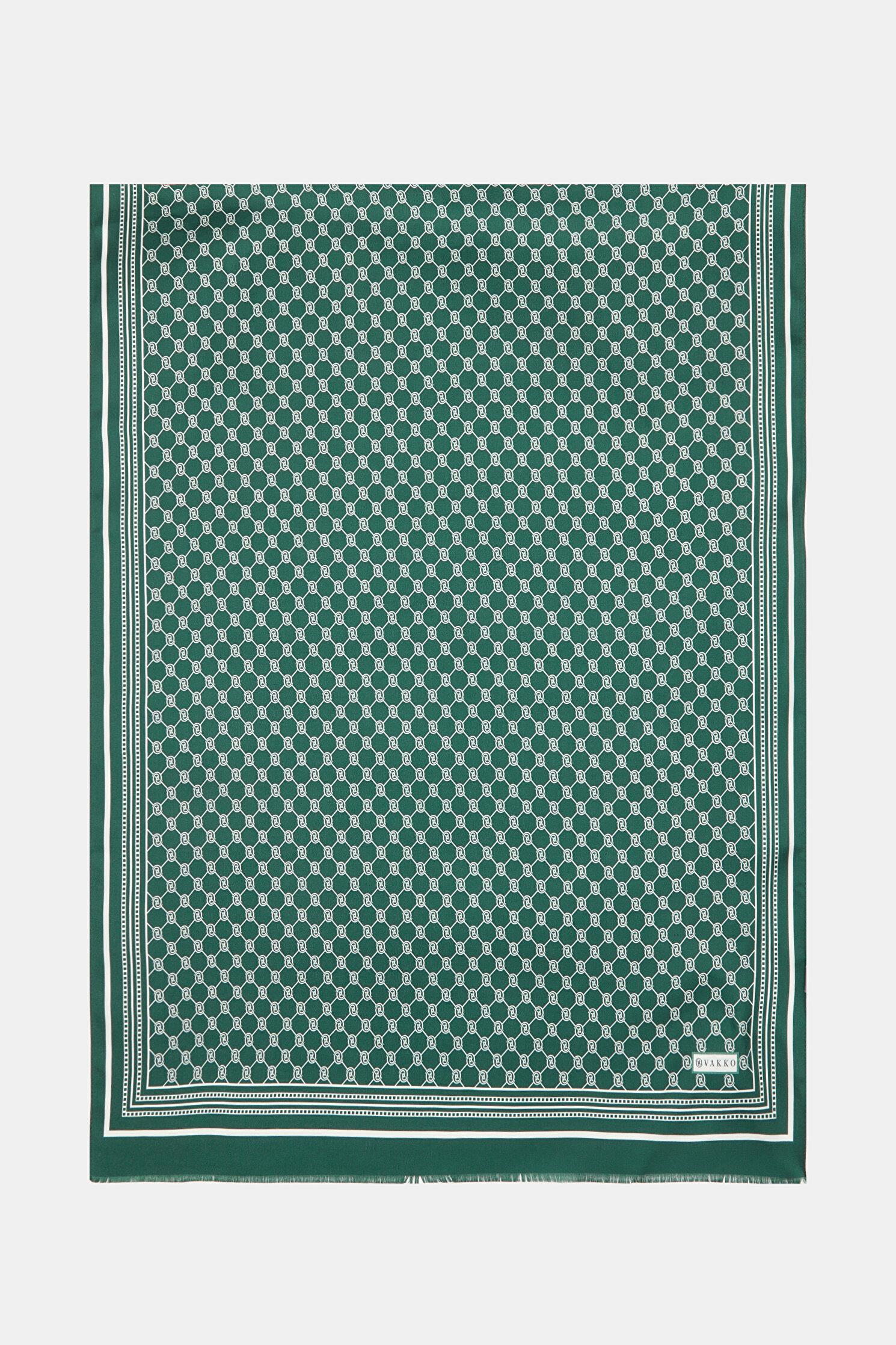 Vakko Tivil İpek Monogram Şal 37307-Nefti