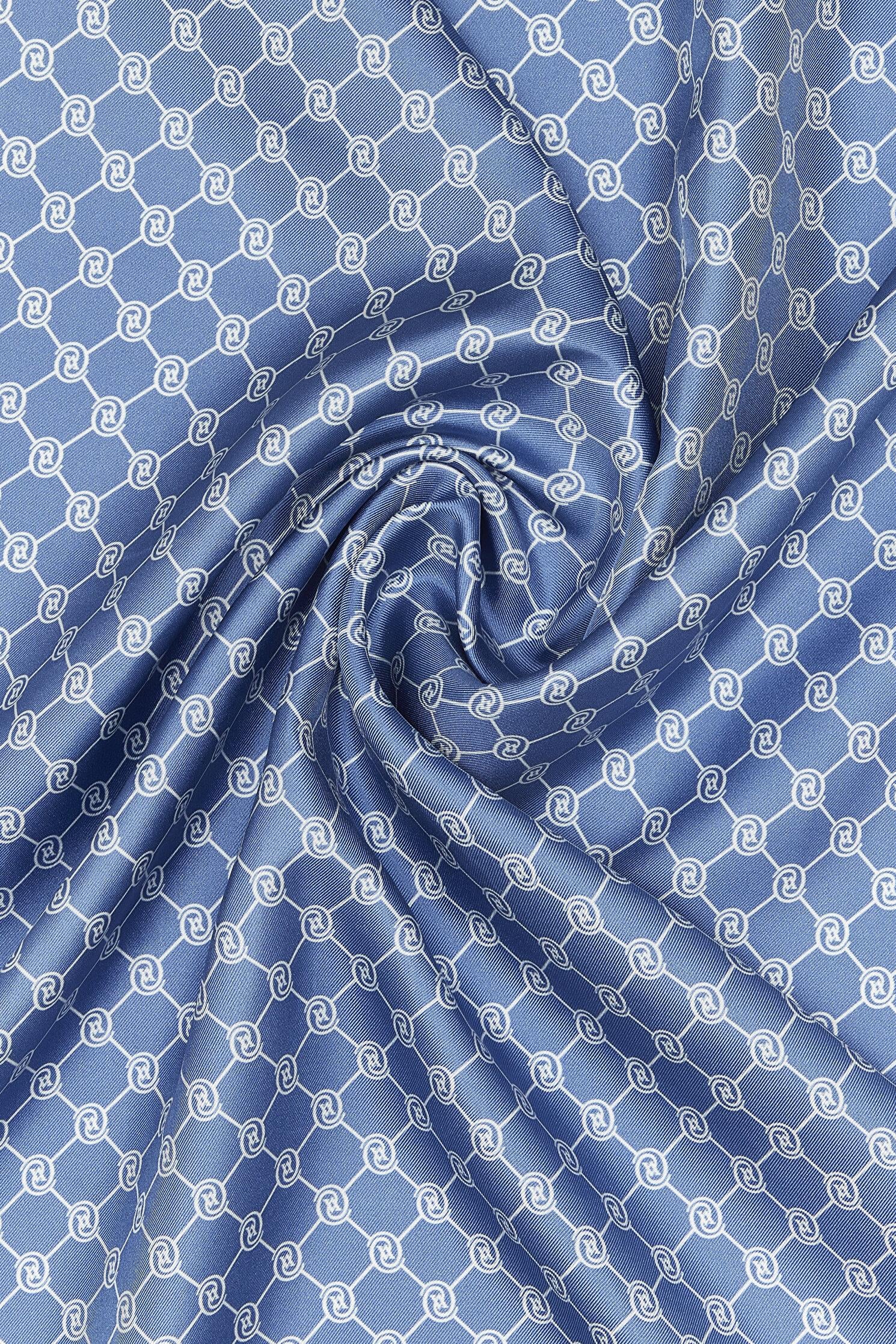 Vakko Tivil İpek Monogram Şal 37307-Petrol