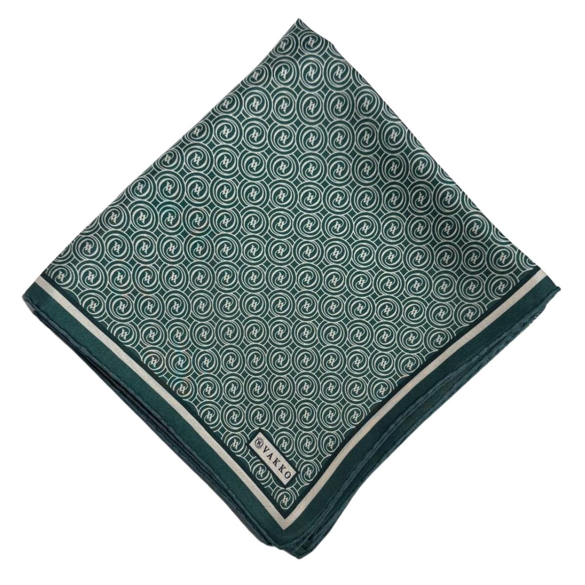 Vakko Tivil Monogram Eşarp 41408-Zümrüt Yeşili Ekru