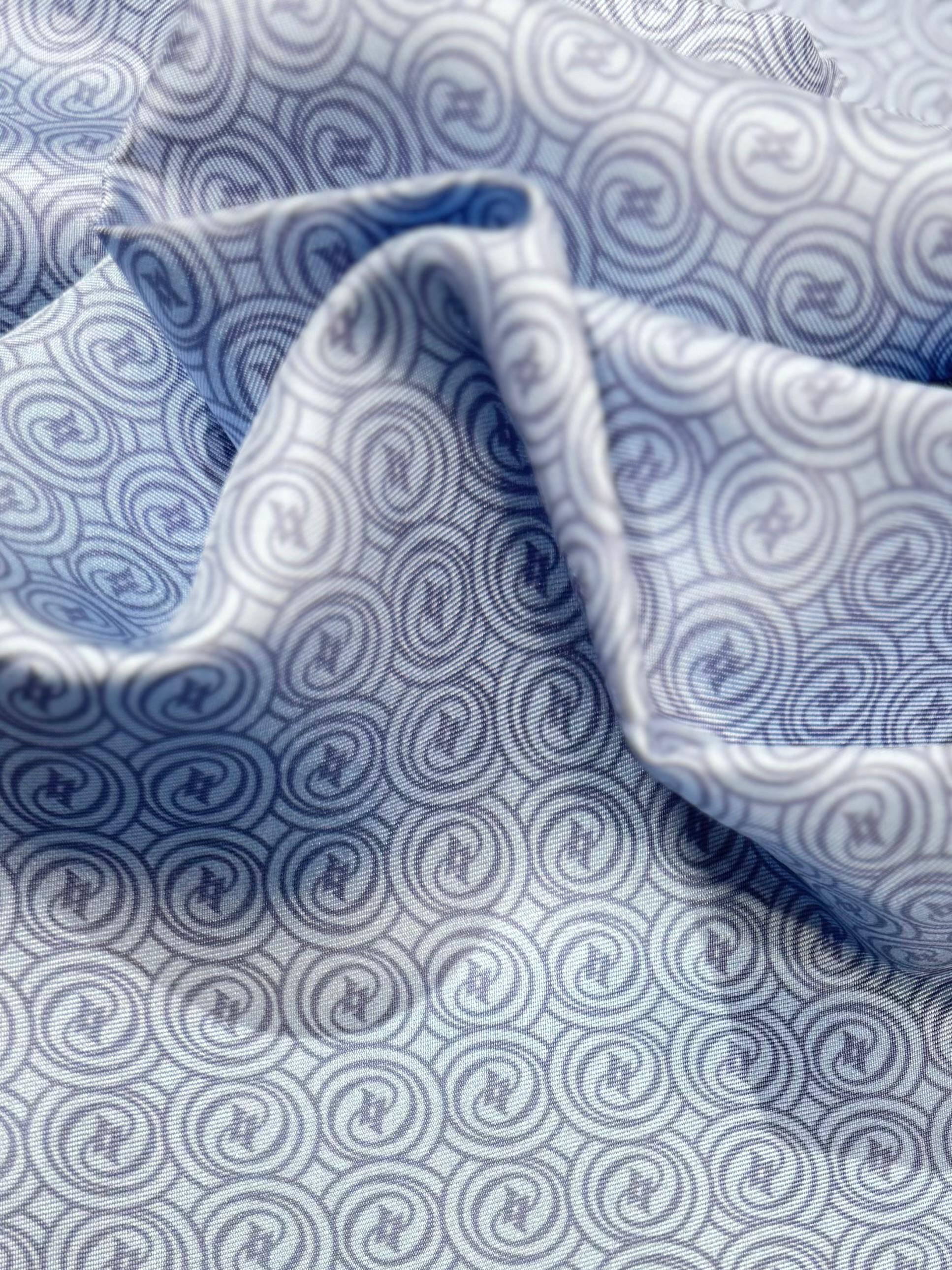 Vakko Tivil Monogram İpek Eşarp 41408-Açık Mavi