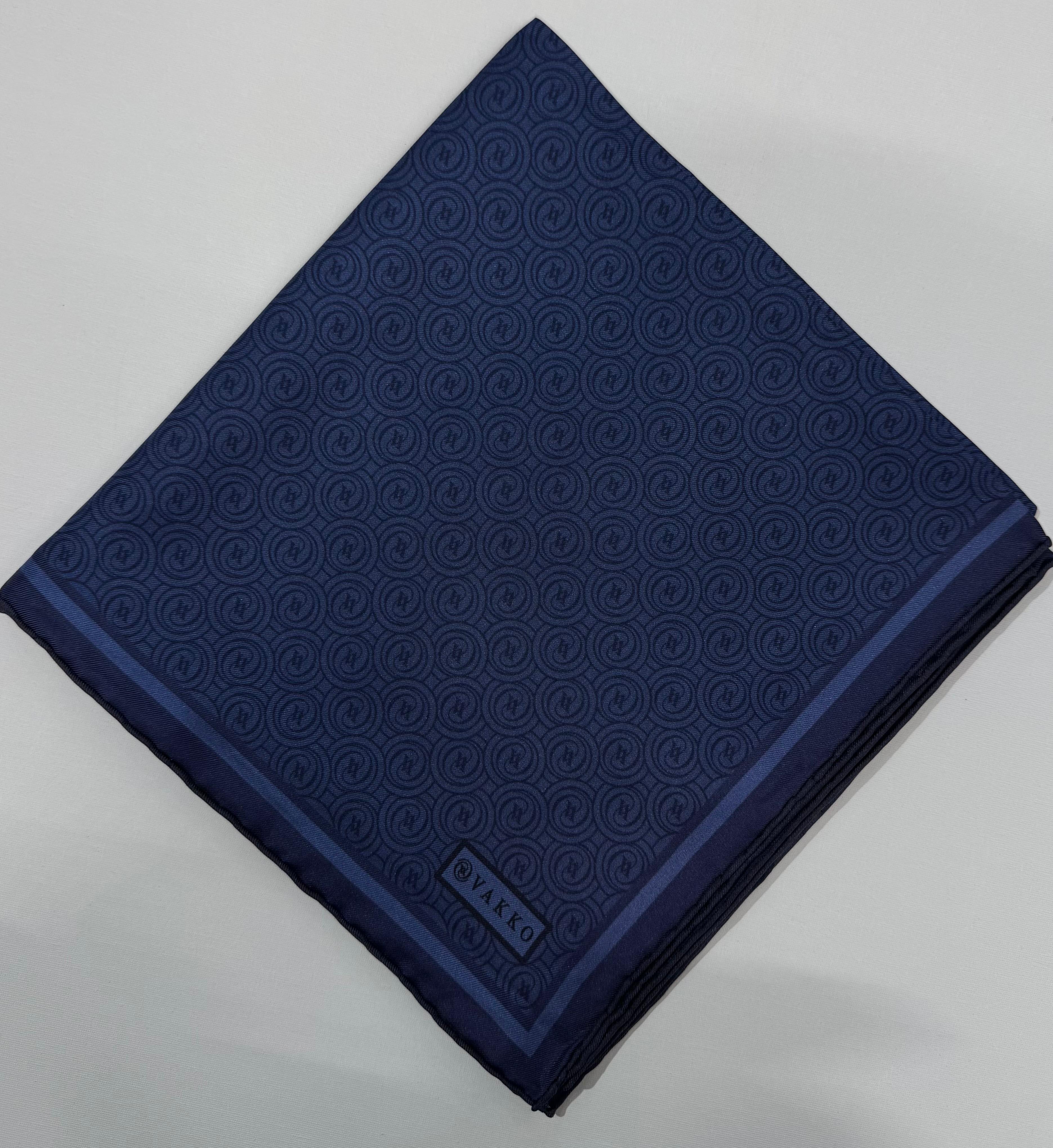 Vakko Tivil Monogram İpek Eşarp 41408-Lacivert