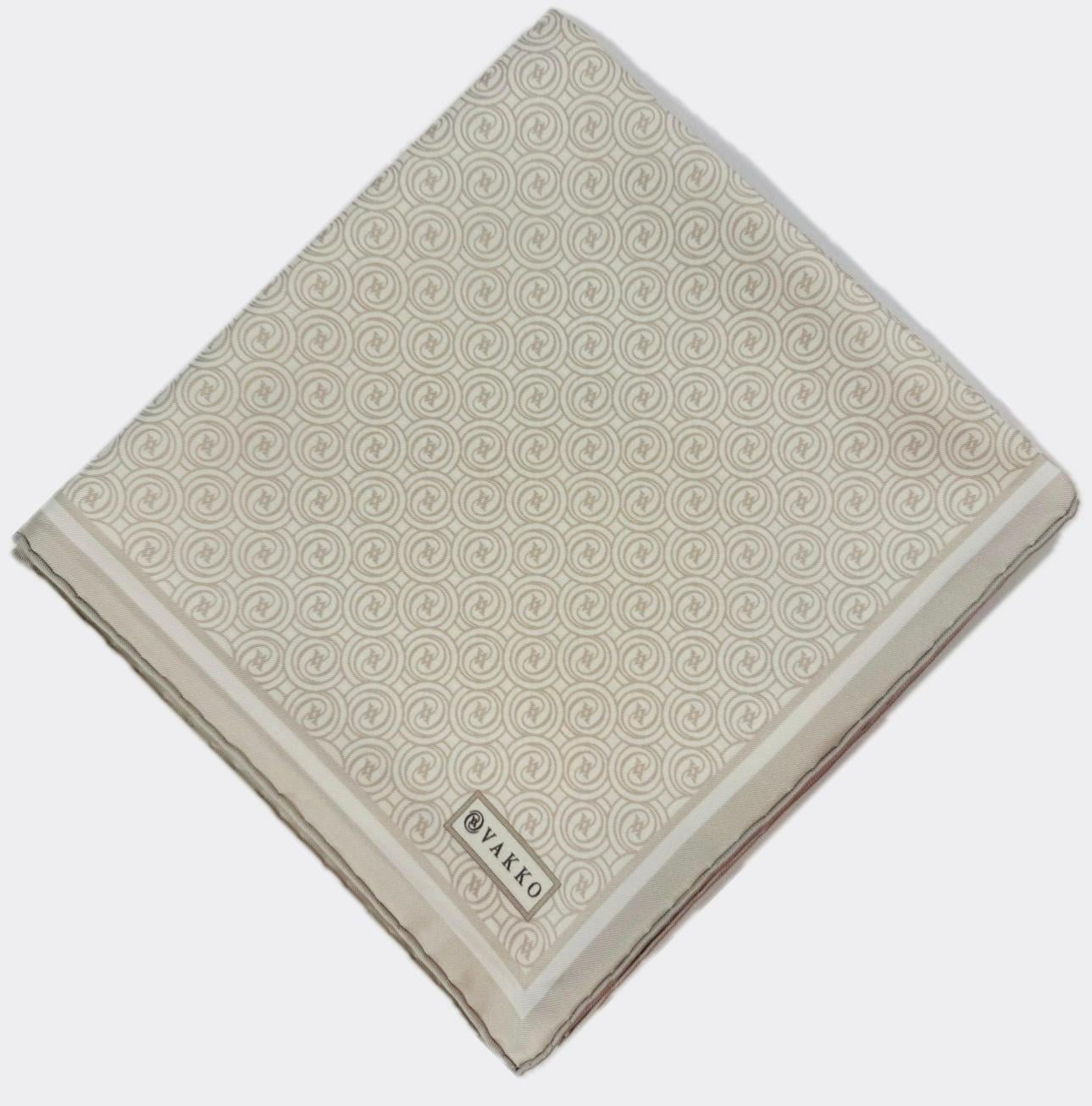 Vakko Tivil Monogram İpek Eşarp 41408-Ekru