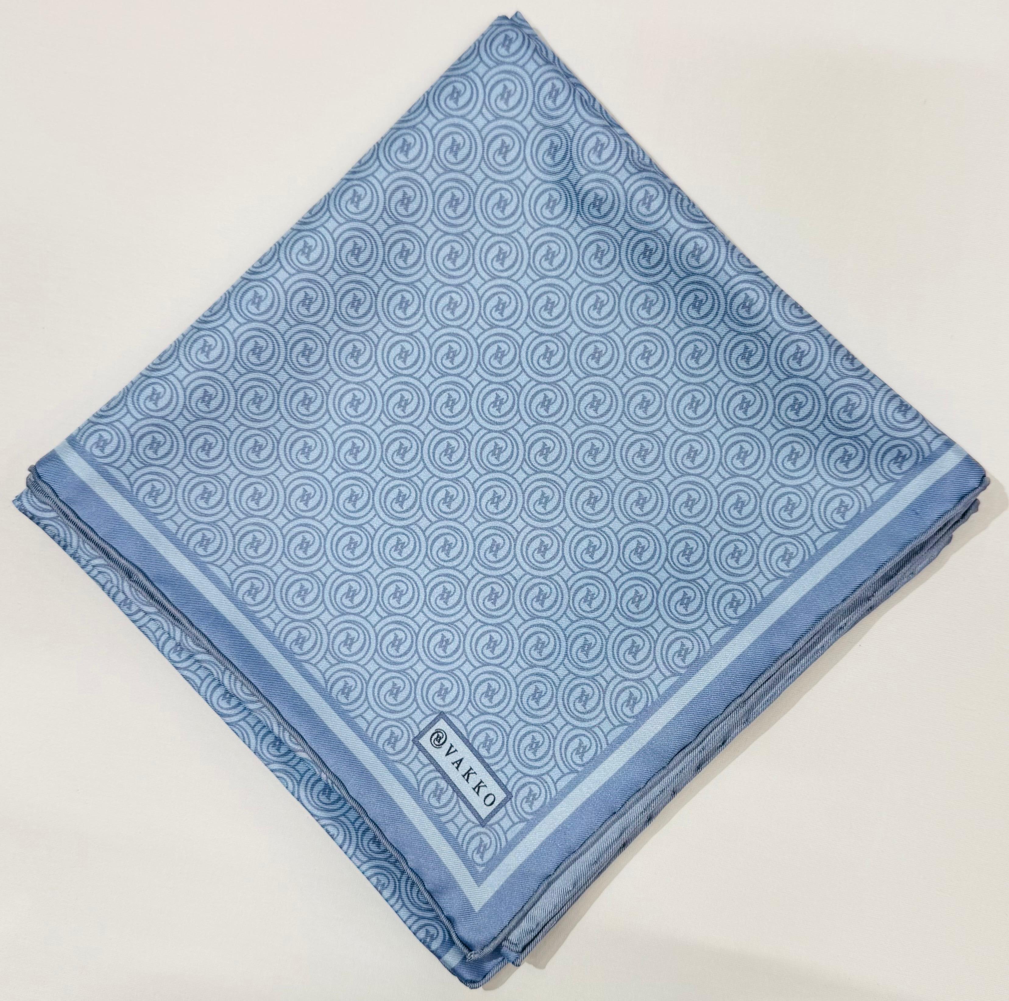 Vakko Tivil Monogram İpek Eşarp 41408-Açık Mavi