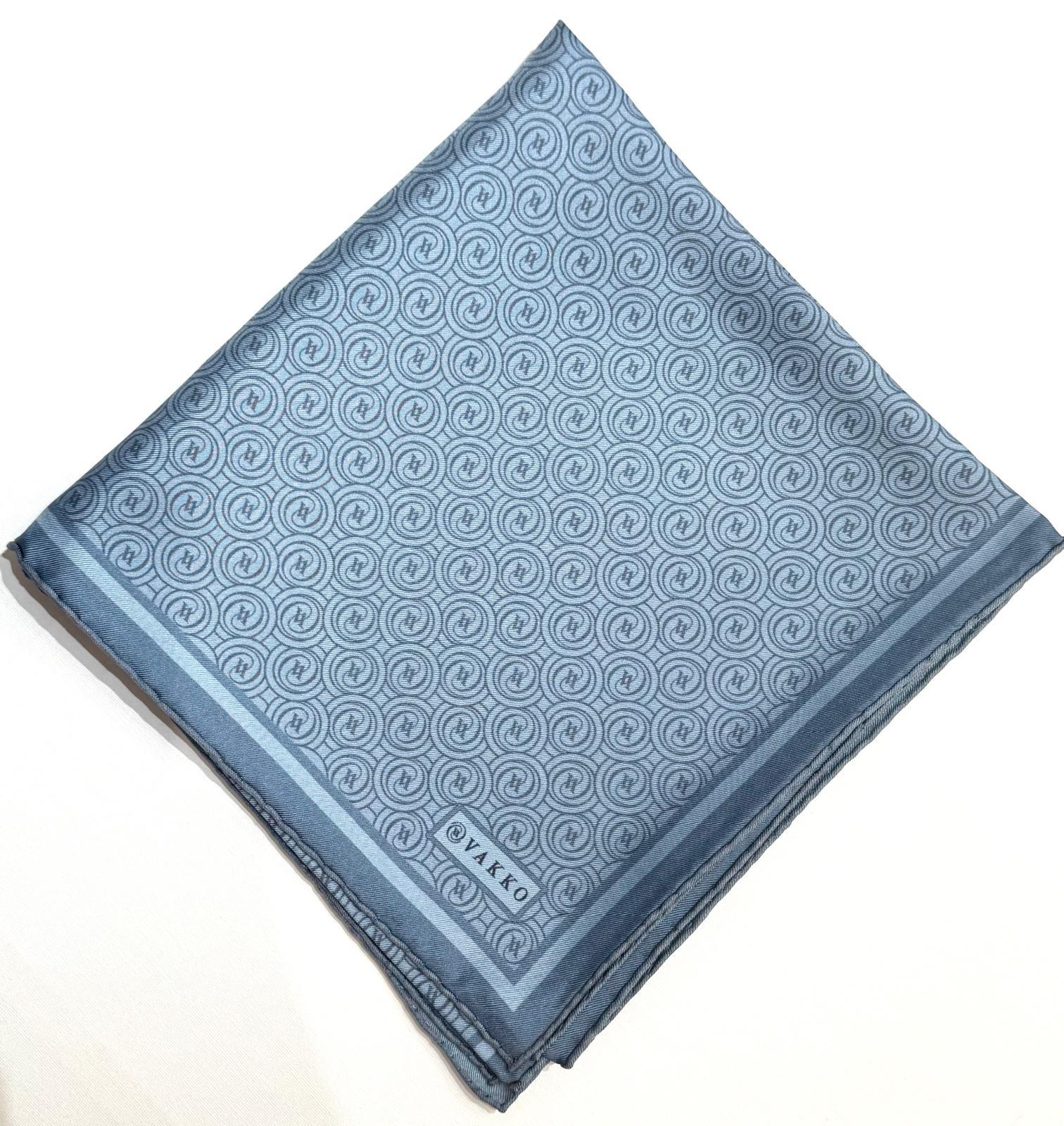 Vakko Tivil Monogram İpek Eşarp 41408-Mavi