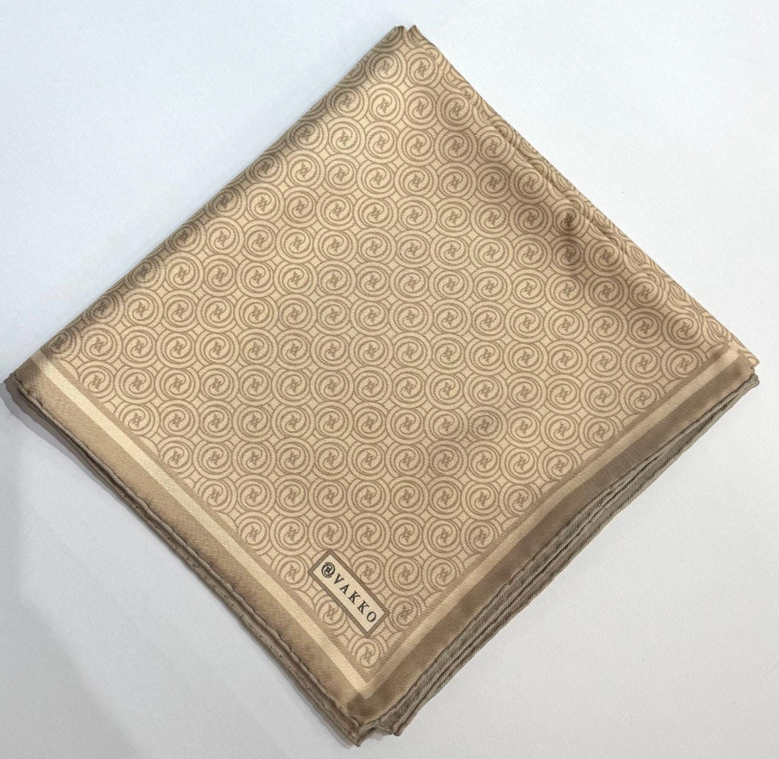 Vakko Tivil Monogram İpek Eşarp 41408-Bej