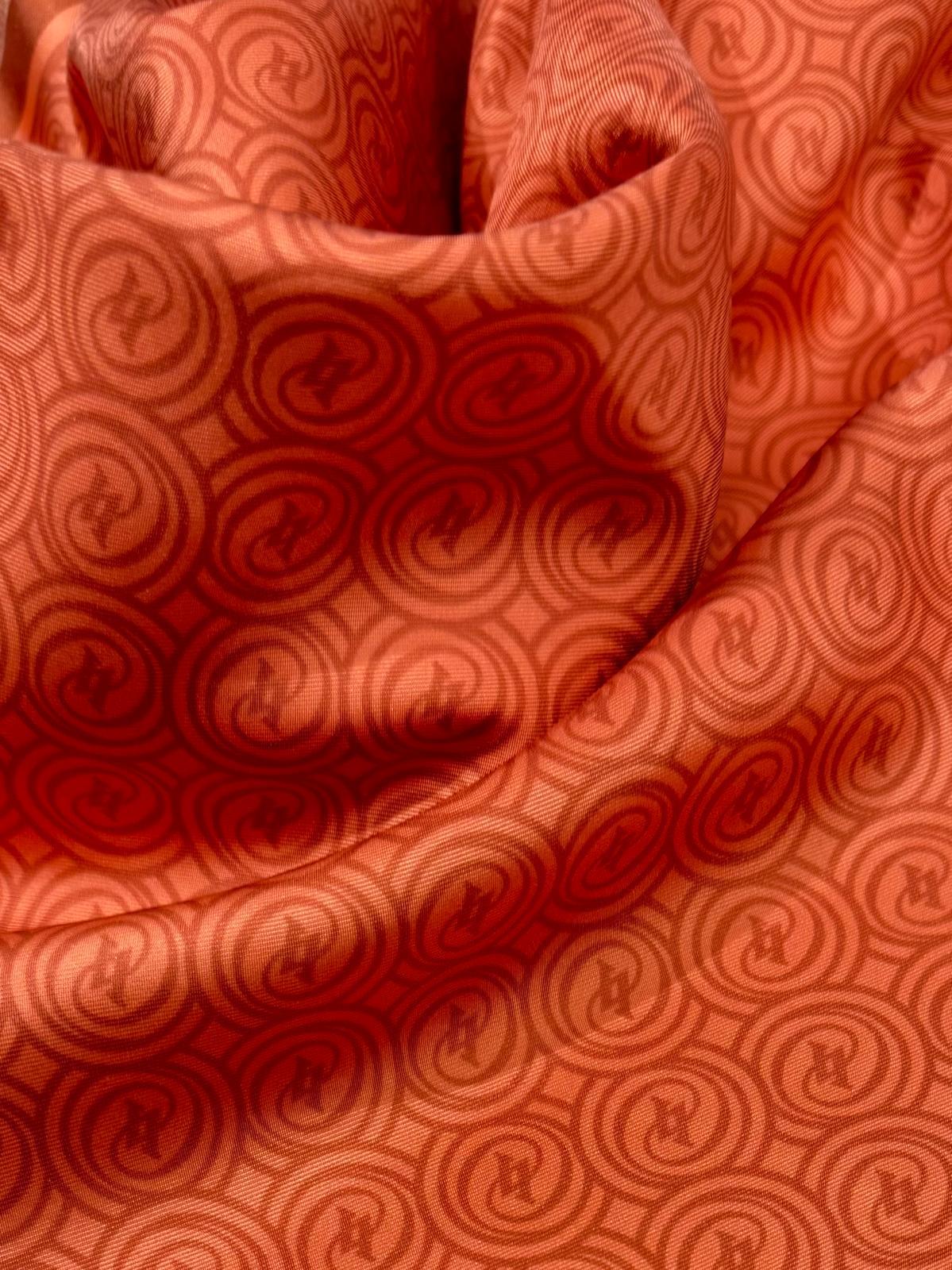 Vakko Tivil Monogram İpek Eşarp 41408-Koyu Somon