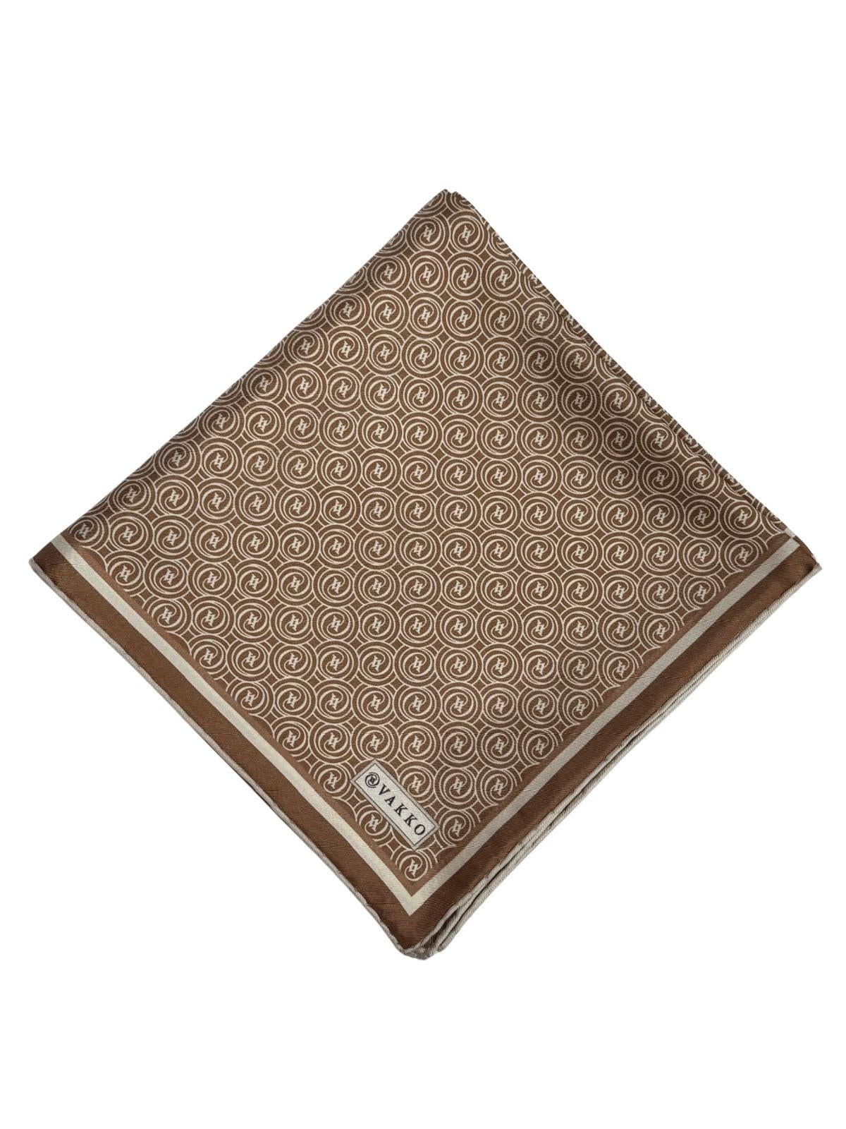 Vakko Tivil Monogram İpek Eşarp 41408-Açık Kahve Ekru