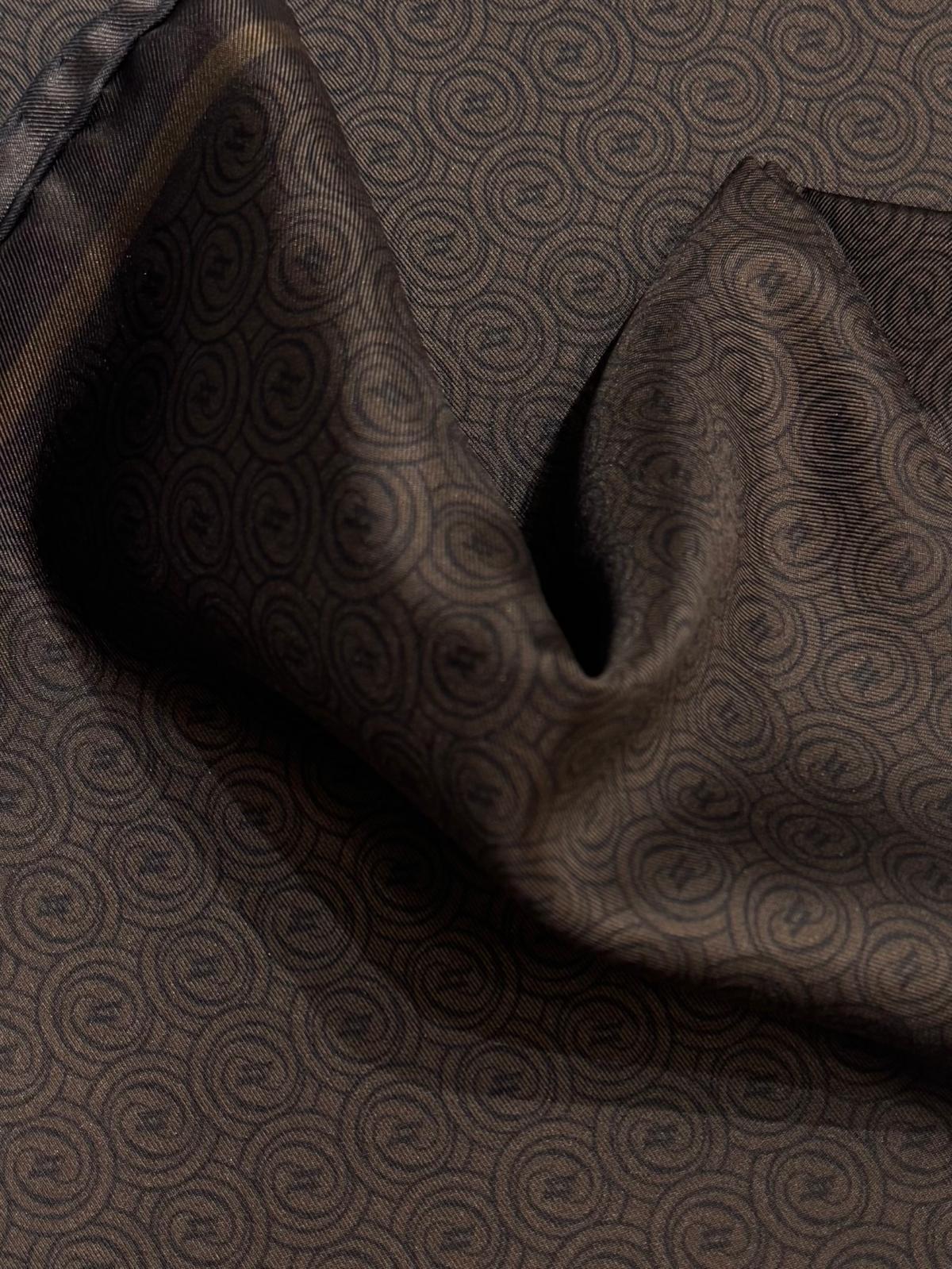 Vakko Tivil Monogram İpek Eşarp 41408-Koyu Kahve