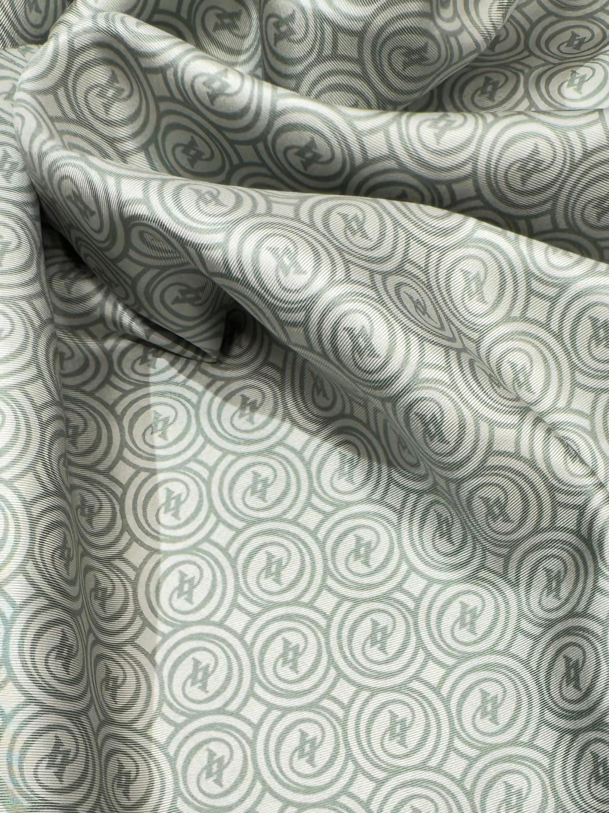 Vakko Tivil Monogram İpek Şal 41407-Açık Yeşil