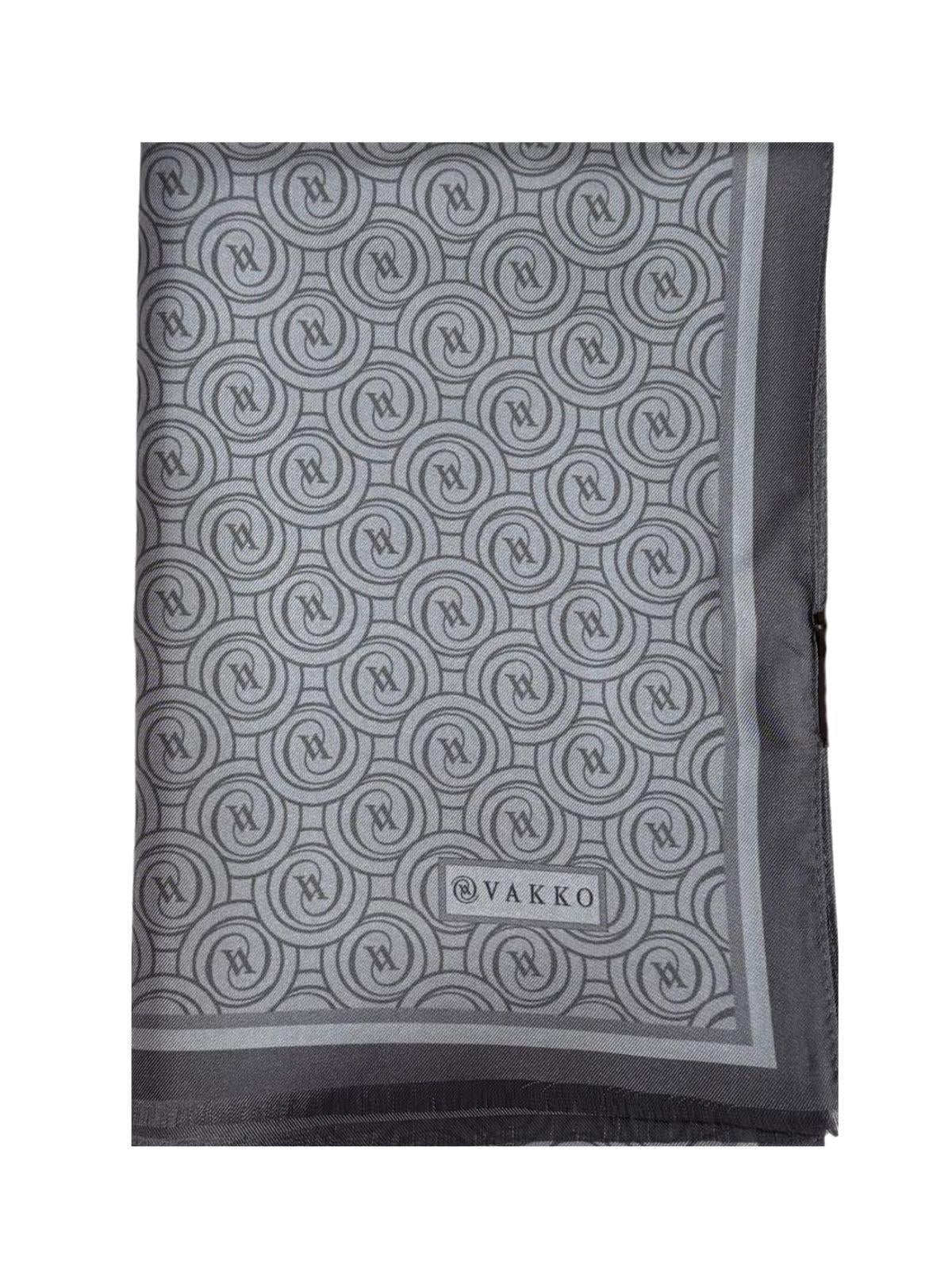 Vakko Tivil Monogram İpek Şal 41407-Açık Gri