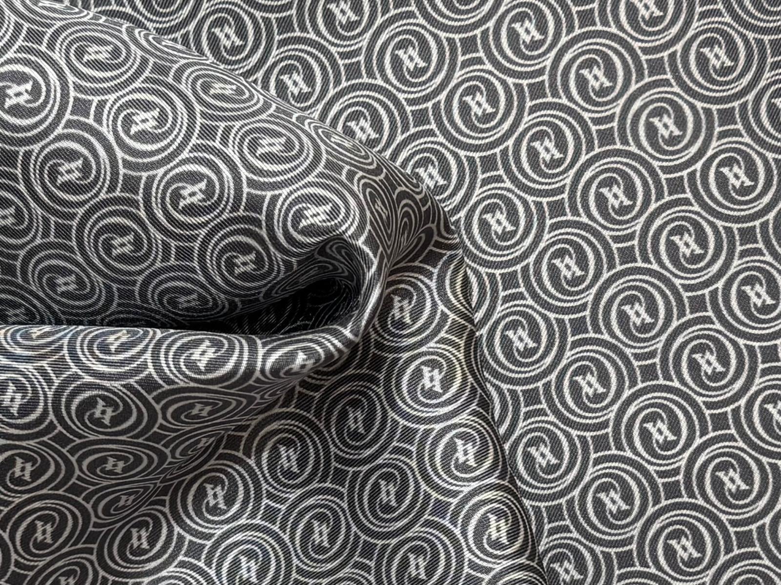 Vakko Tivil Monogram İpek Şal 41407-Gri Ekru