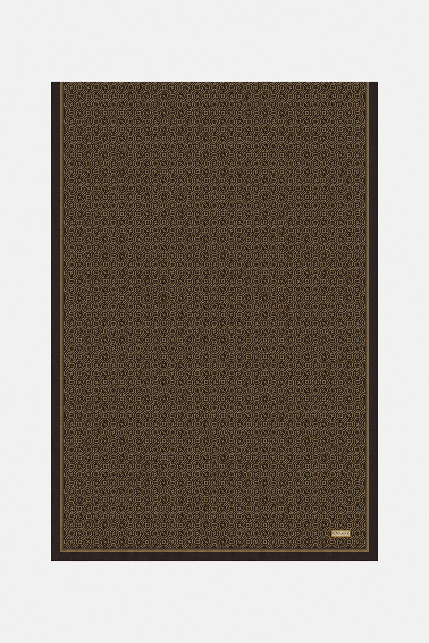 Vakko Tivil Monogram İpek Şal 41407-Koyu Kahve