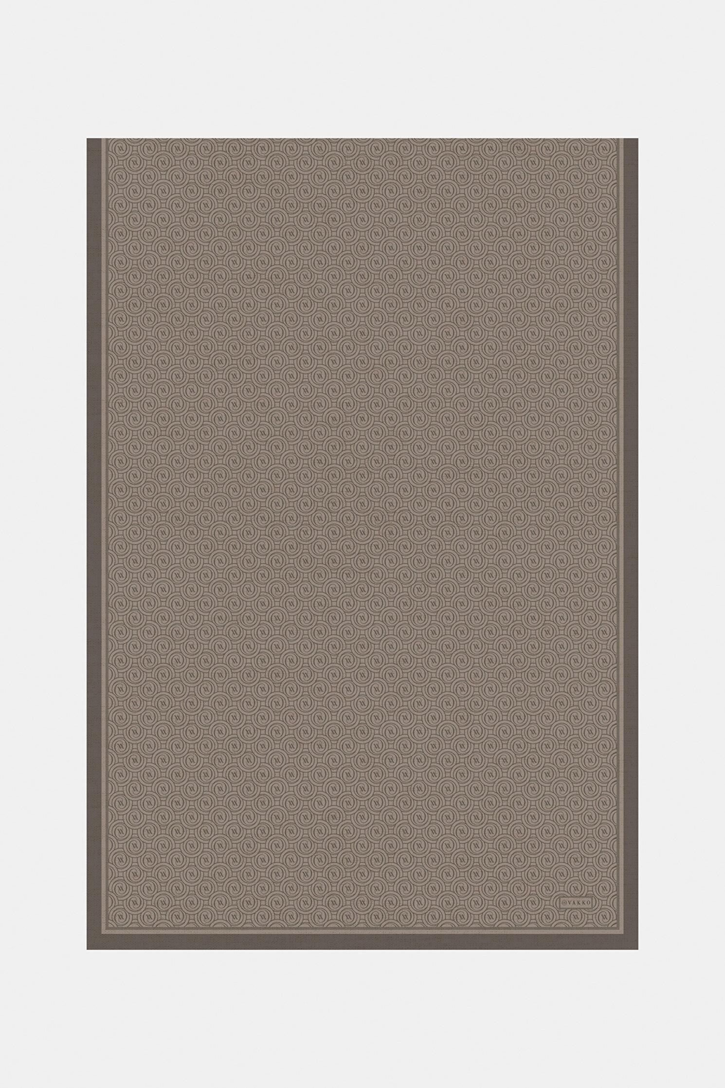 Vakko Tivil Monogram İpek Şal 41407-Koyu Vizon