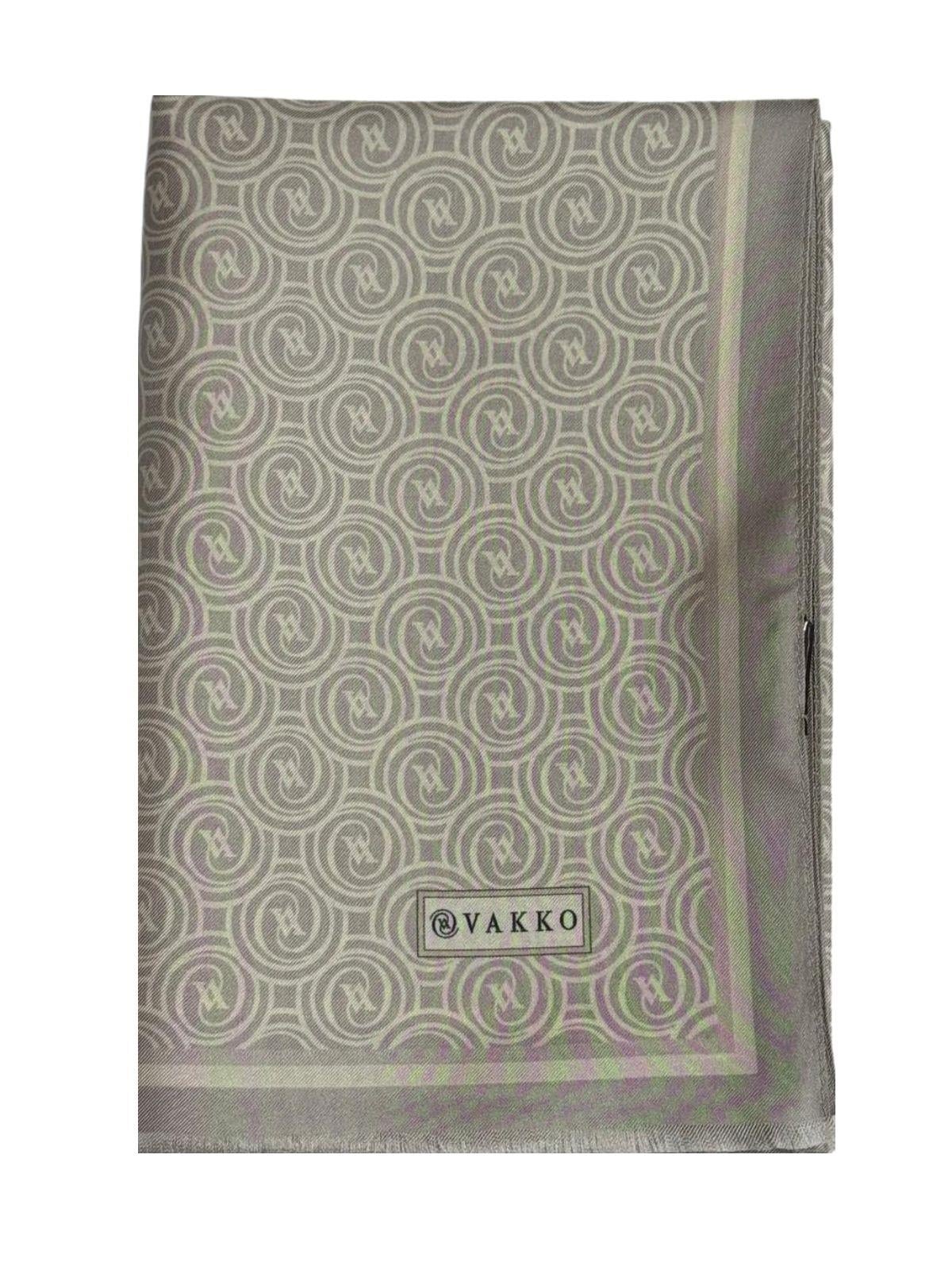 Vakko Tivil Monogram İpek Şal 41407-Vizon Ekru