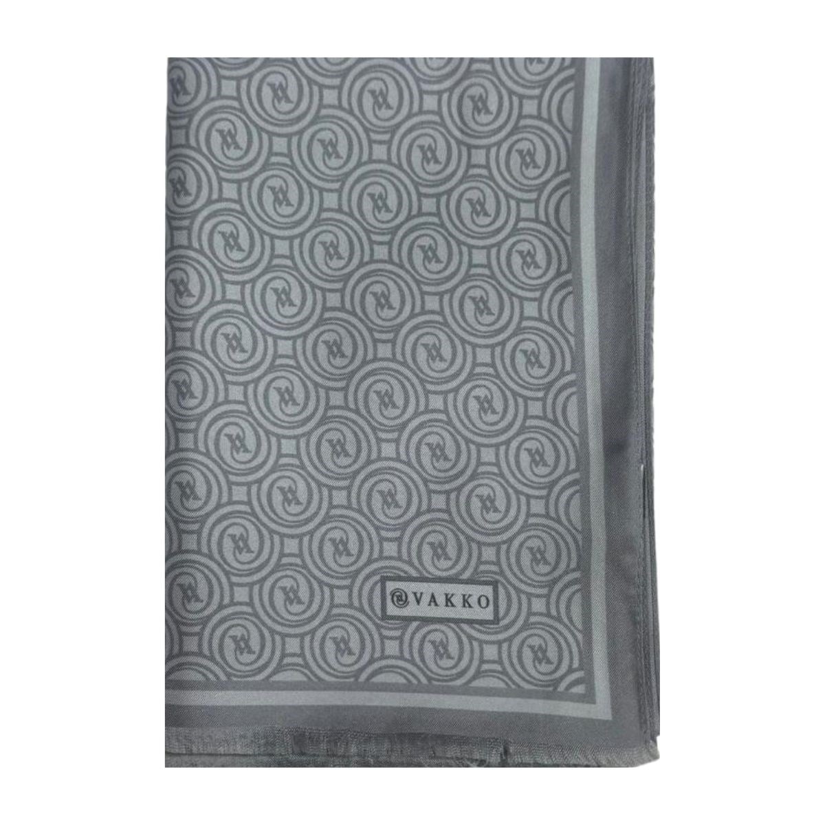 Vakko Tivil Monogram Şal 41407-Gümüş