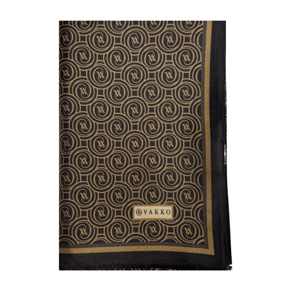 Vakko Tivil Monogram Şal 41407-Koyu Kahve Camel