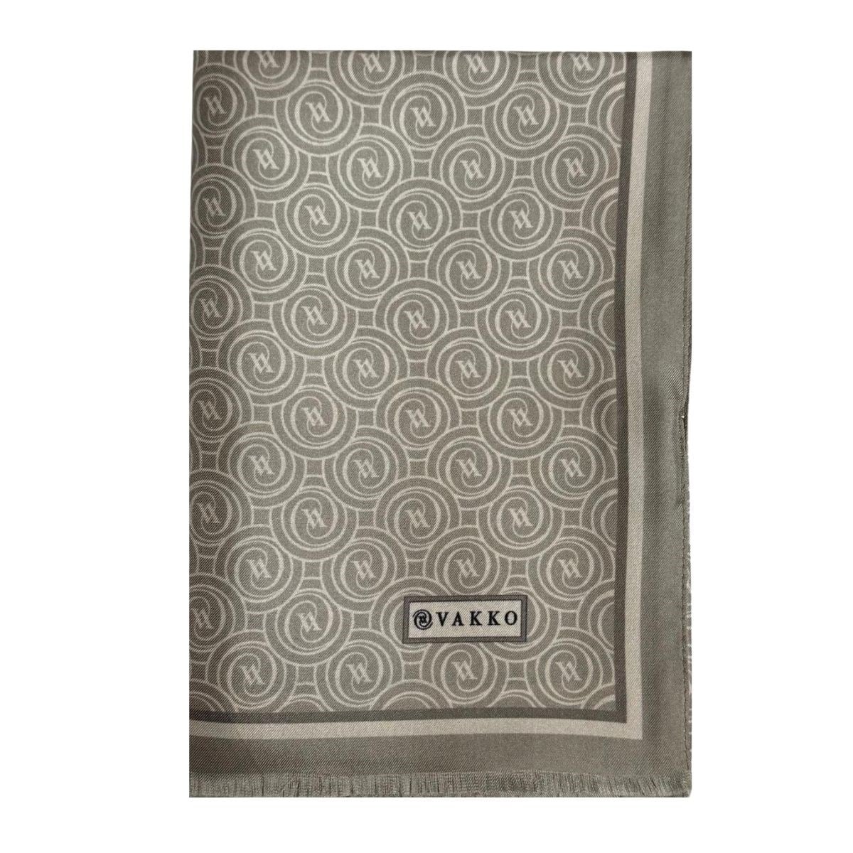 Vakko Tivil Monogram Şal 41407-Kum Ekru