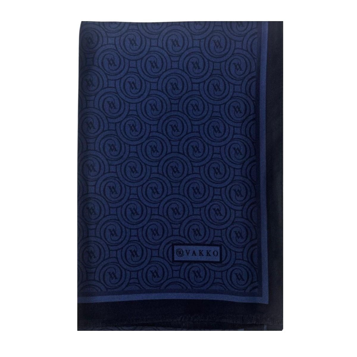 Vakko Tivil Monogram Şal 41407-Lacivert
