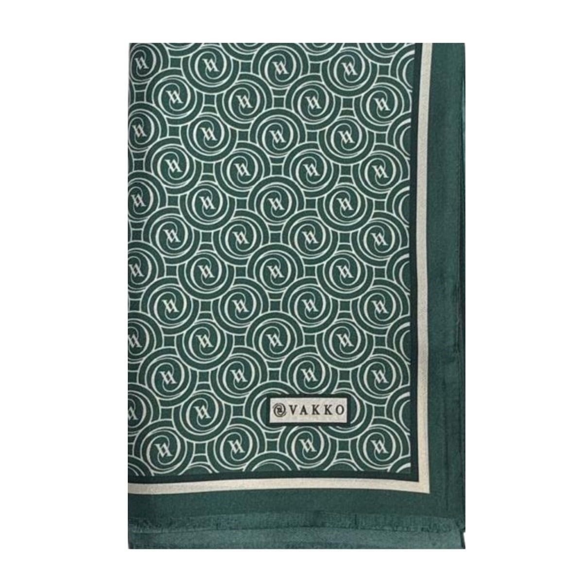 Vakko Tivil Monogram Şal 41407-Zümrüt Yeşili Ekru