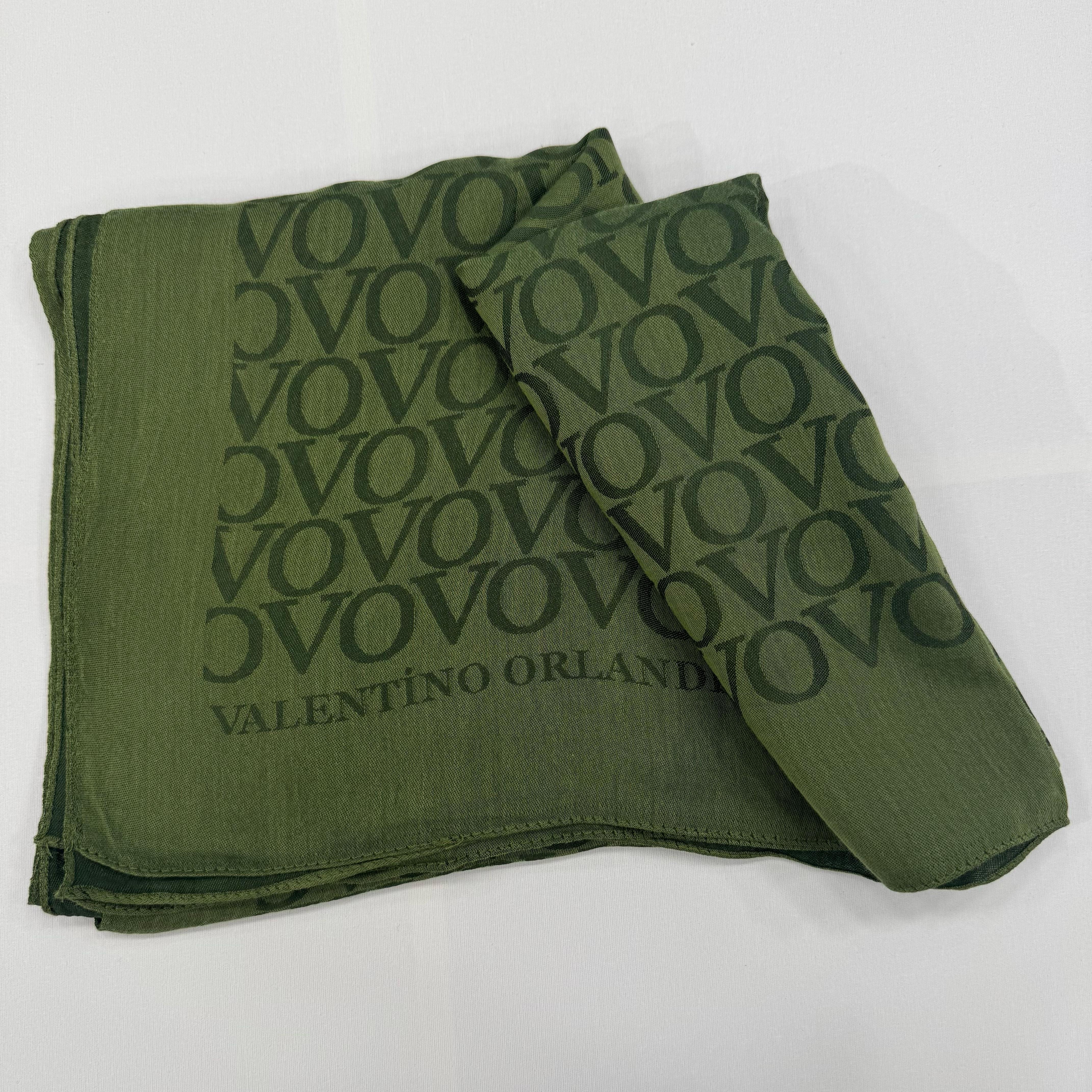 Valentino Orlandi Jakarlı Monogram Şal  27042025-Zümrüt Yeşili